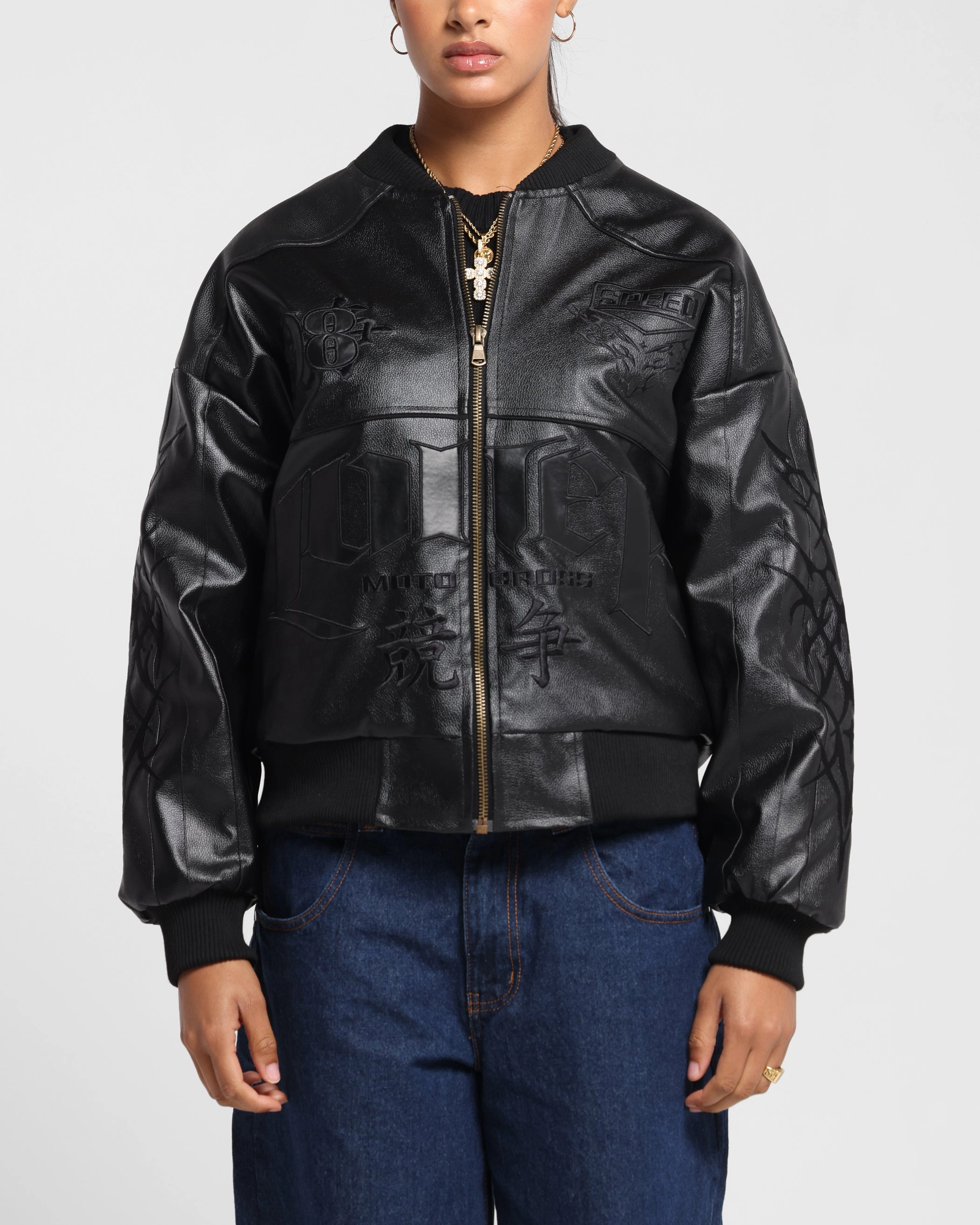 mountain vacation Loiter Tokyo Drift Vegan Leather Jacket Black