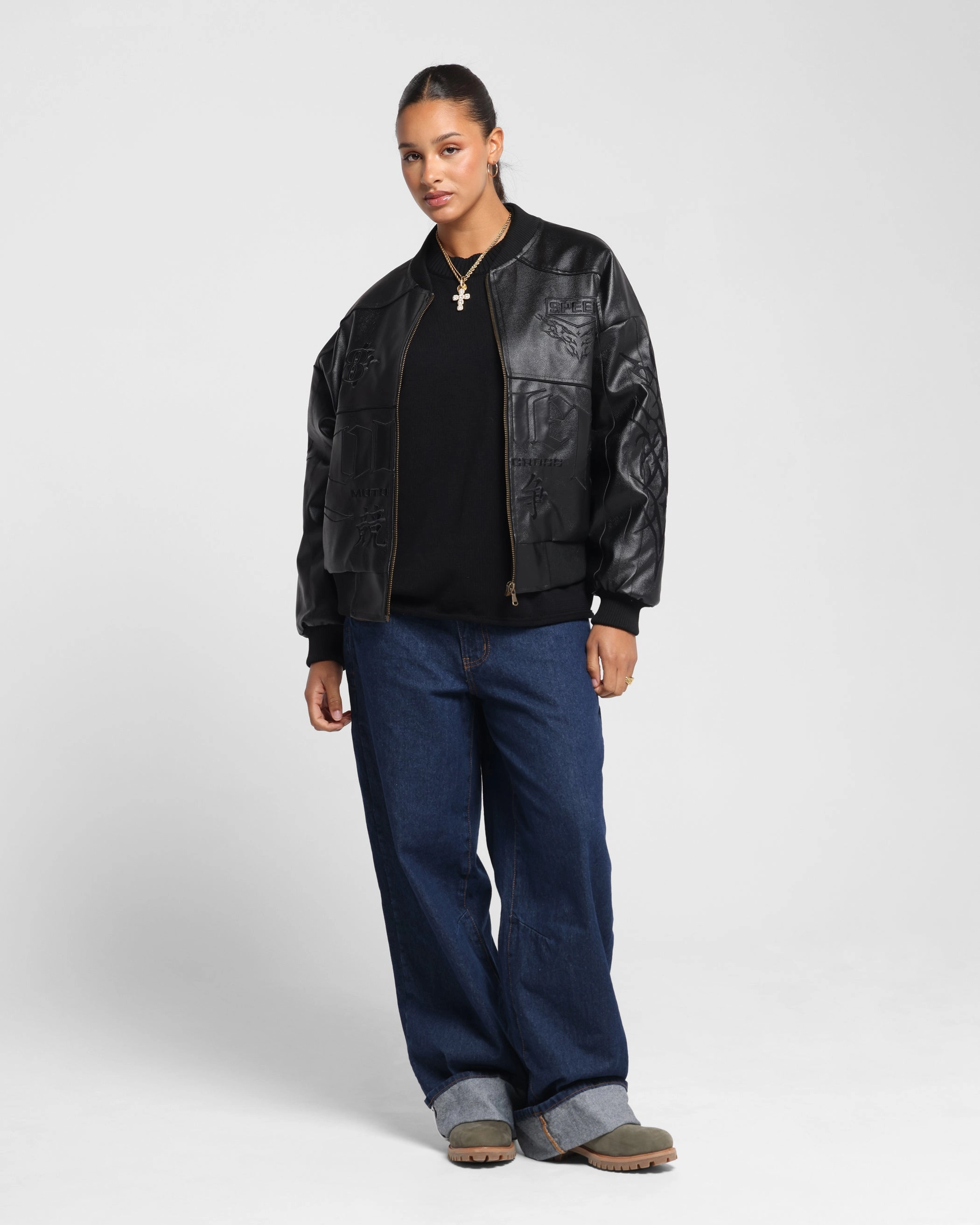 Loiter Tokyo Drift Vegan Leather Jacket Black Non Bulky Design
