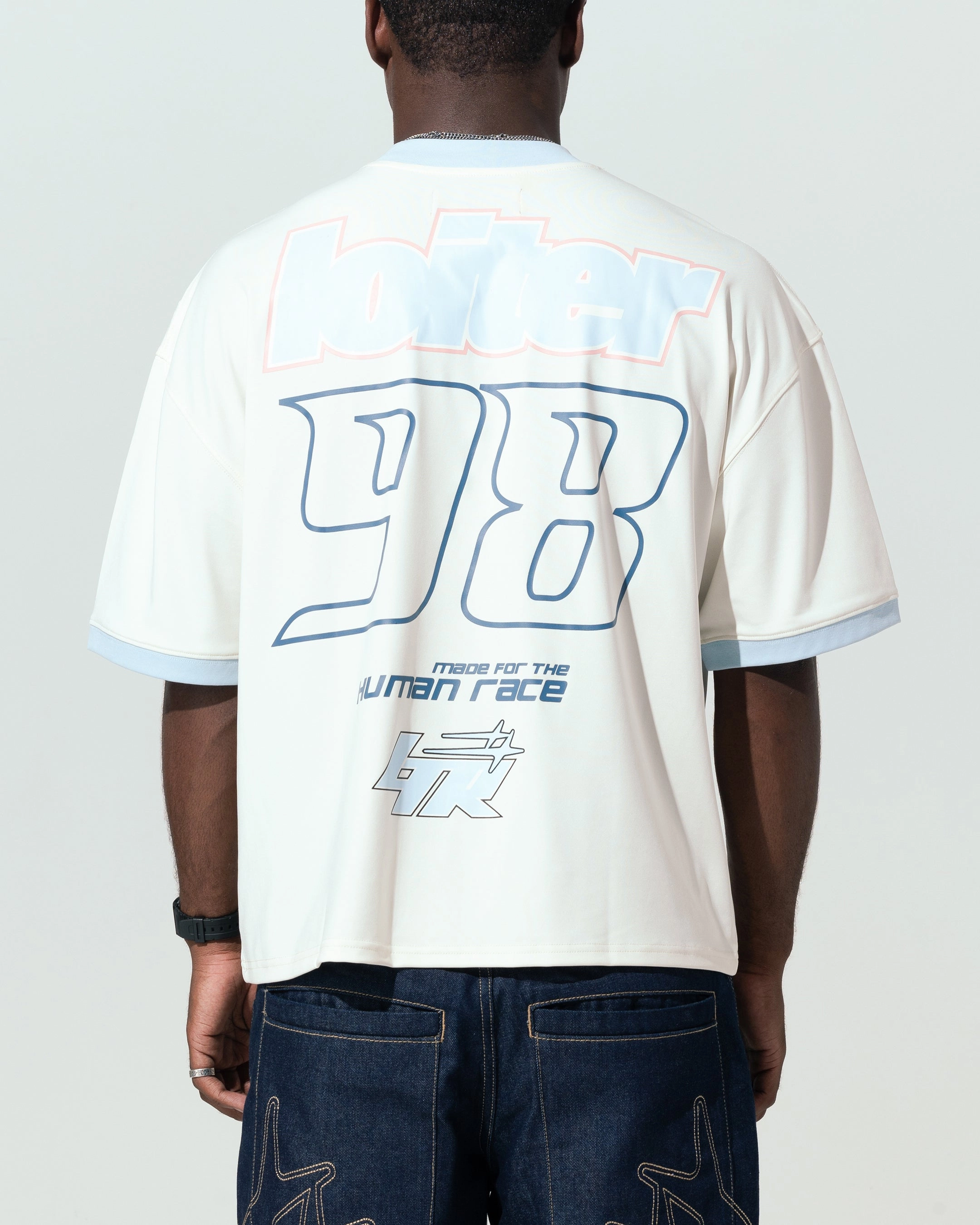 Chic Style Trend Loiter Tournament Jersey Off White/Blue