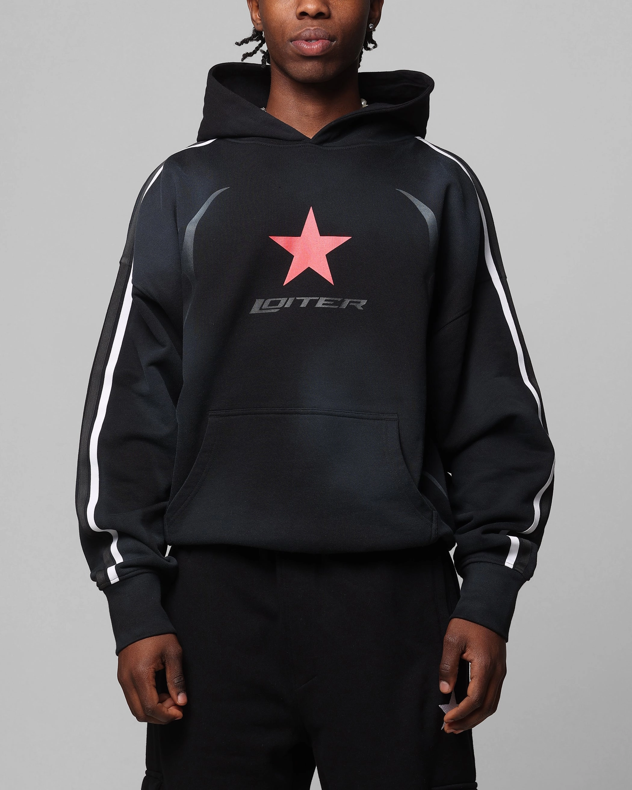 Lightweight Layer Loiter Trackstar Hoodie Washed Black