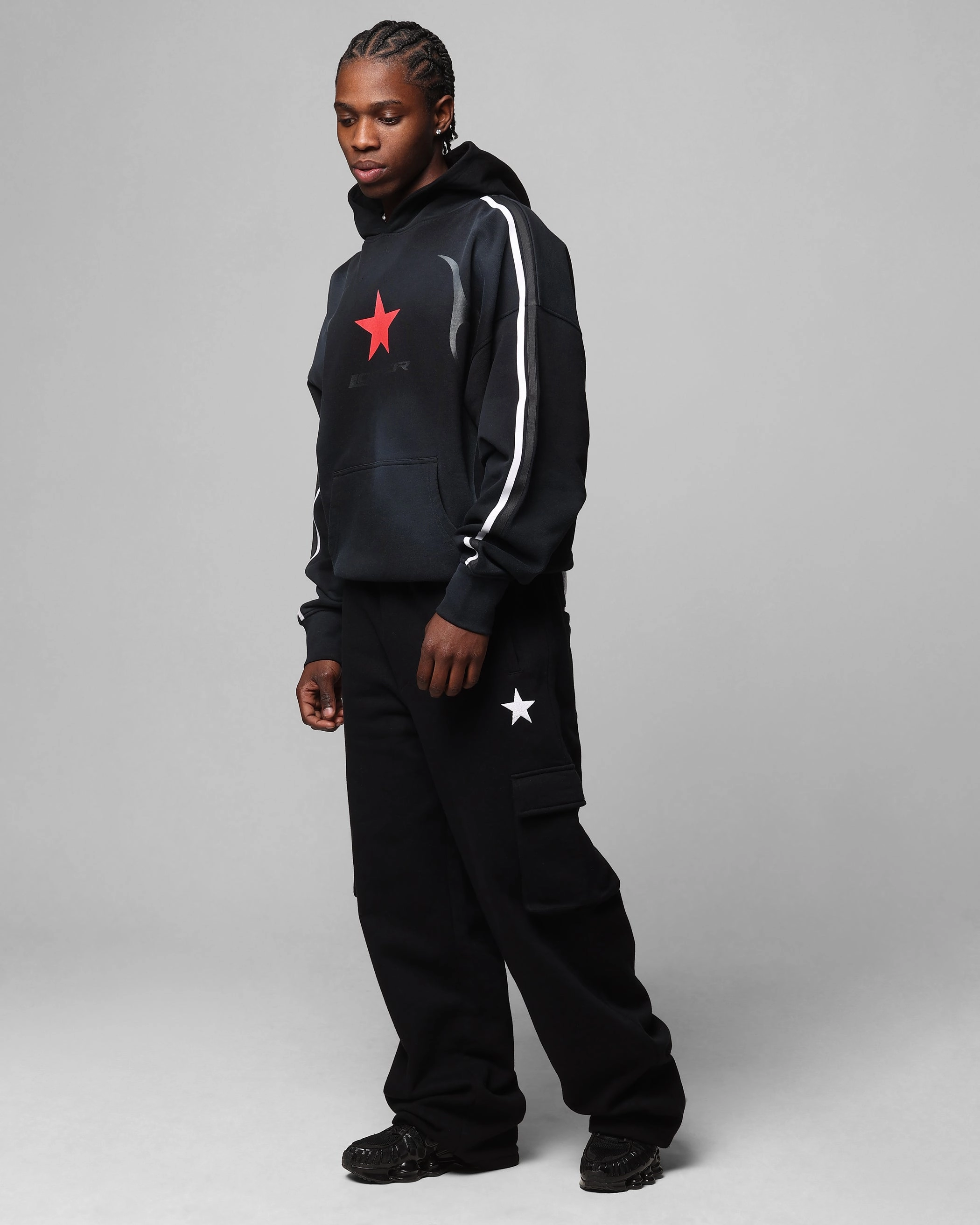 Loiter Trackstar Hoodie Washed Black Taped Edges Functional Outerwear
