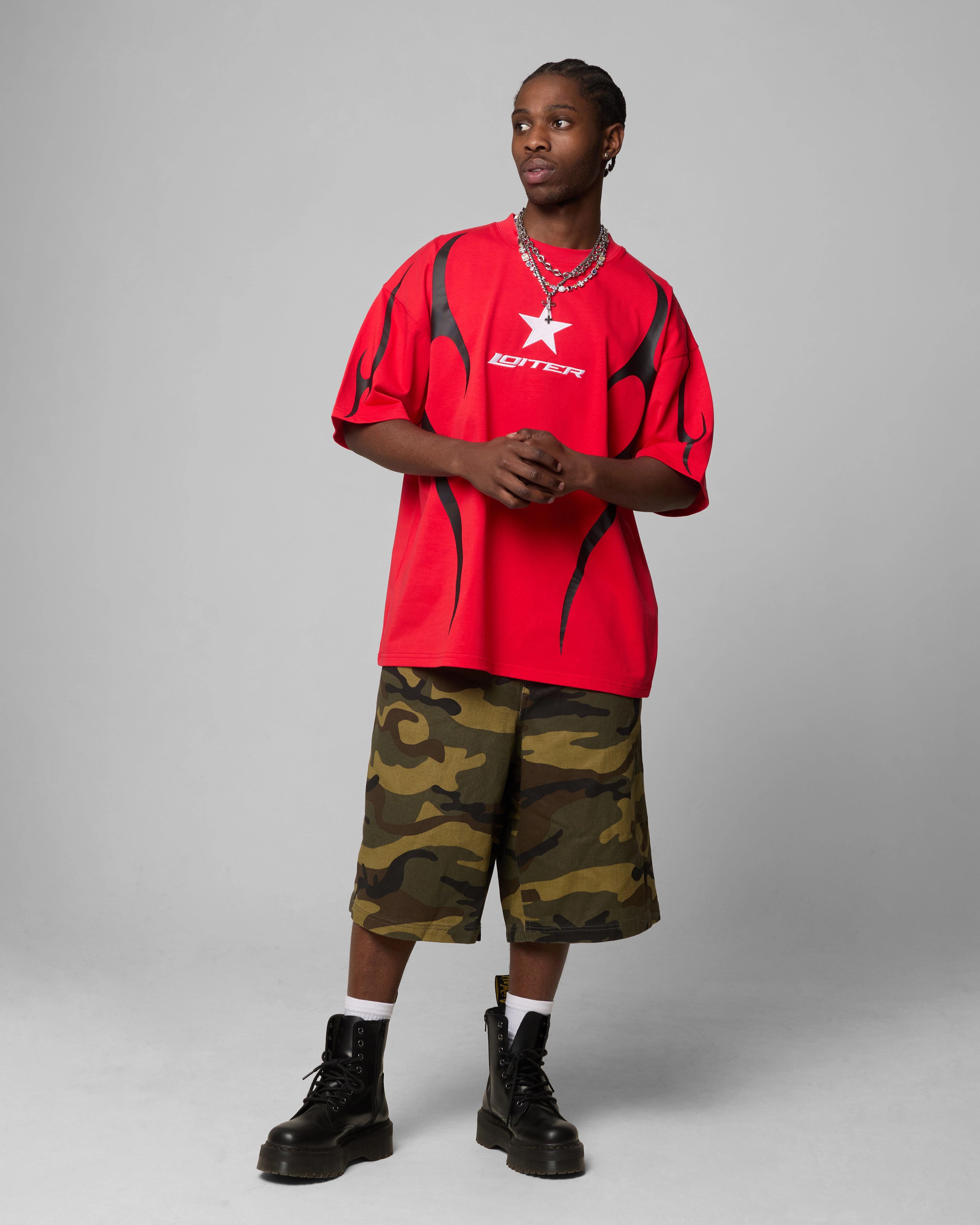 Loiter Trackstar T-Shirt Red Animal print wildness