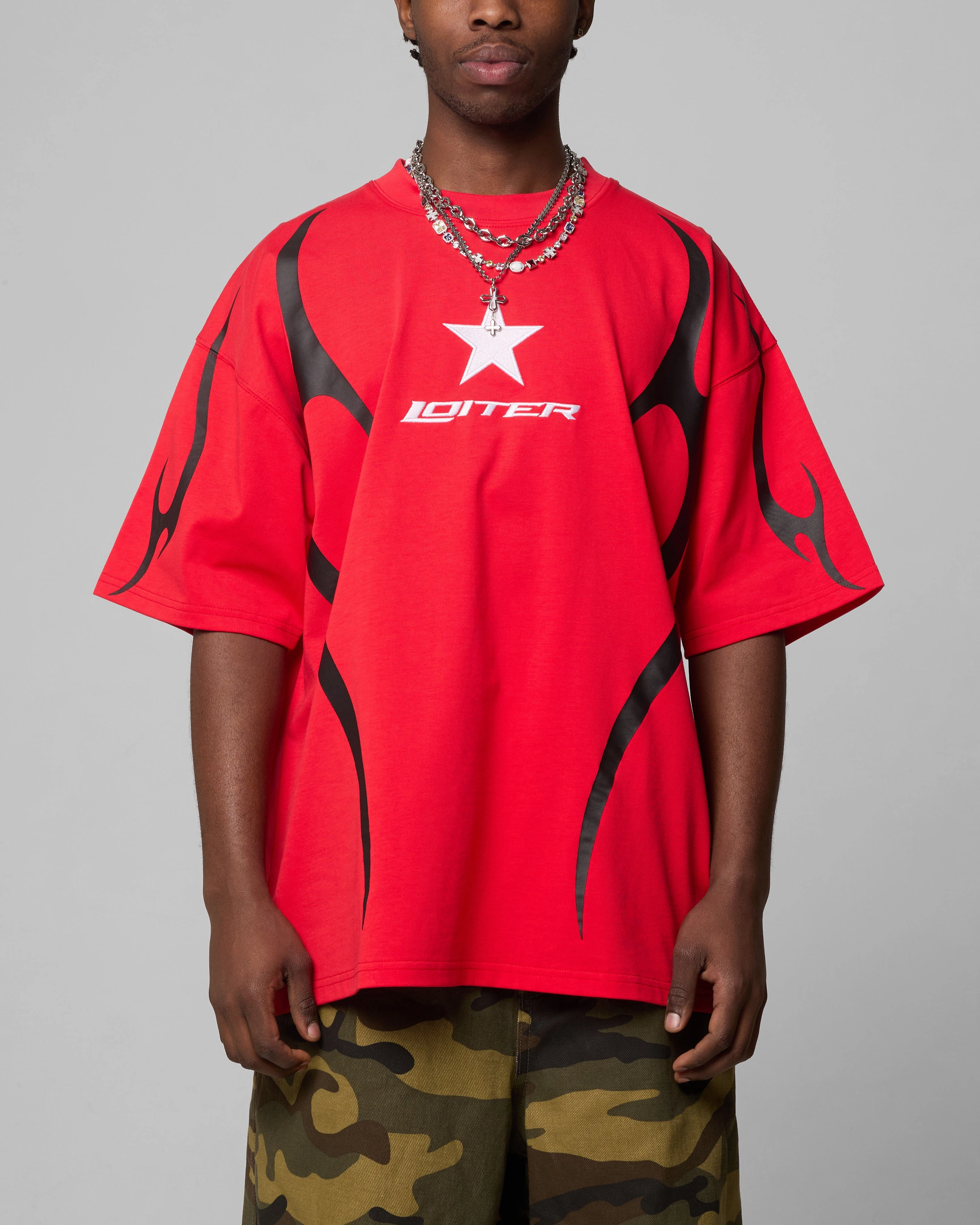 Summer Casual Outdoor Adventure Loiter Trackstar T-Shirt Red