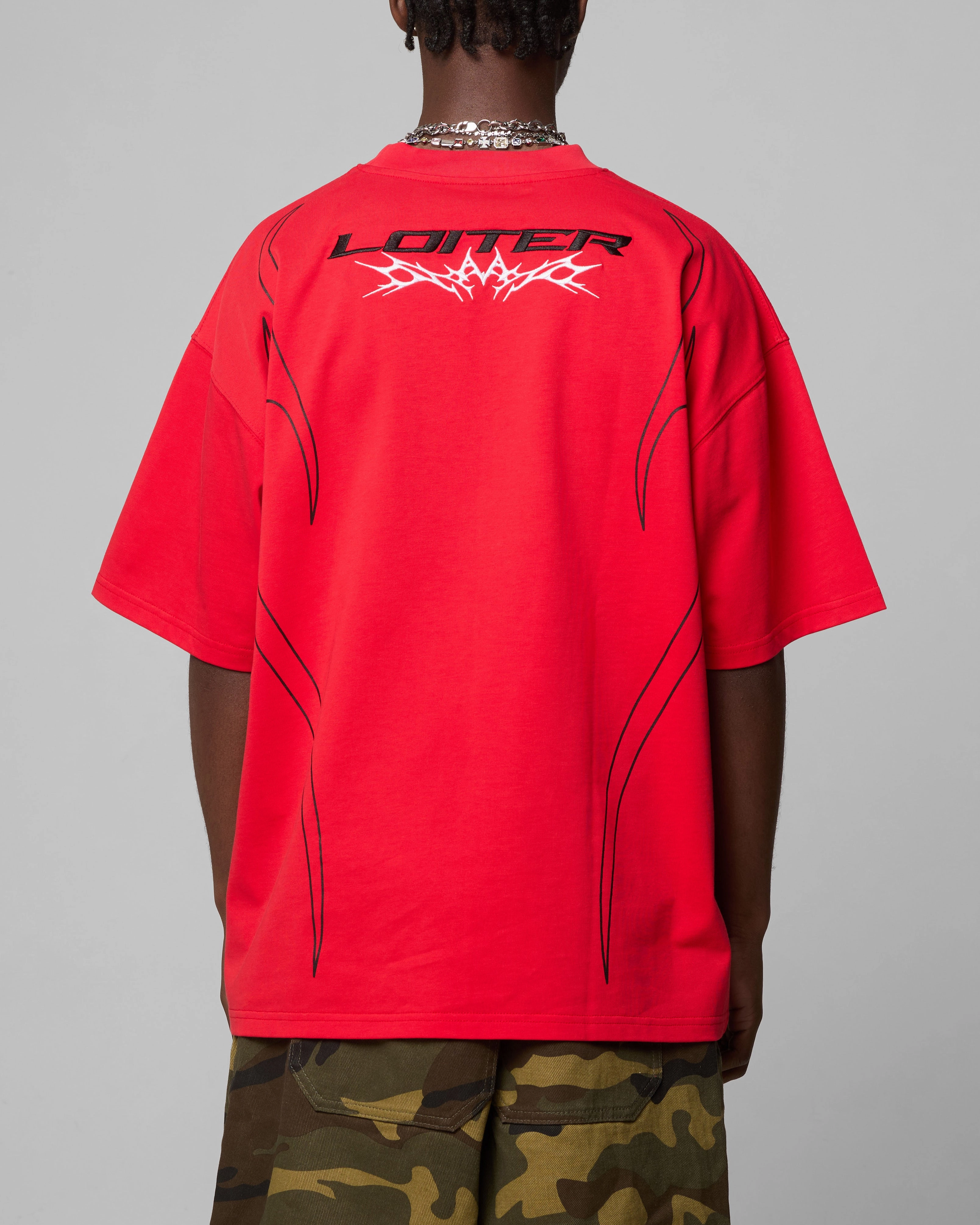 Soft Cotton Feel Stylish Loiter Trackstar T-Shirt Red