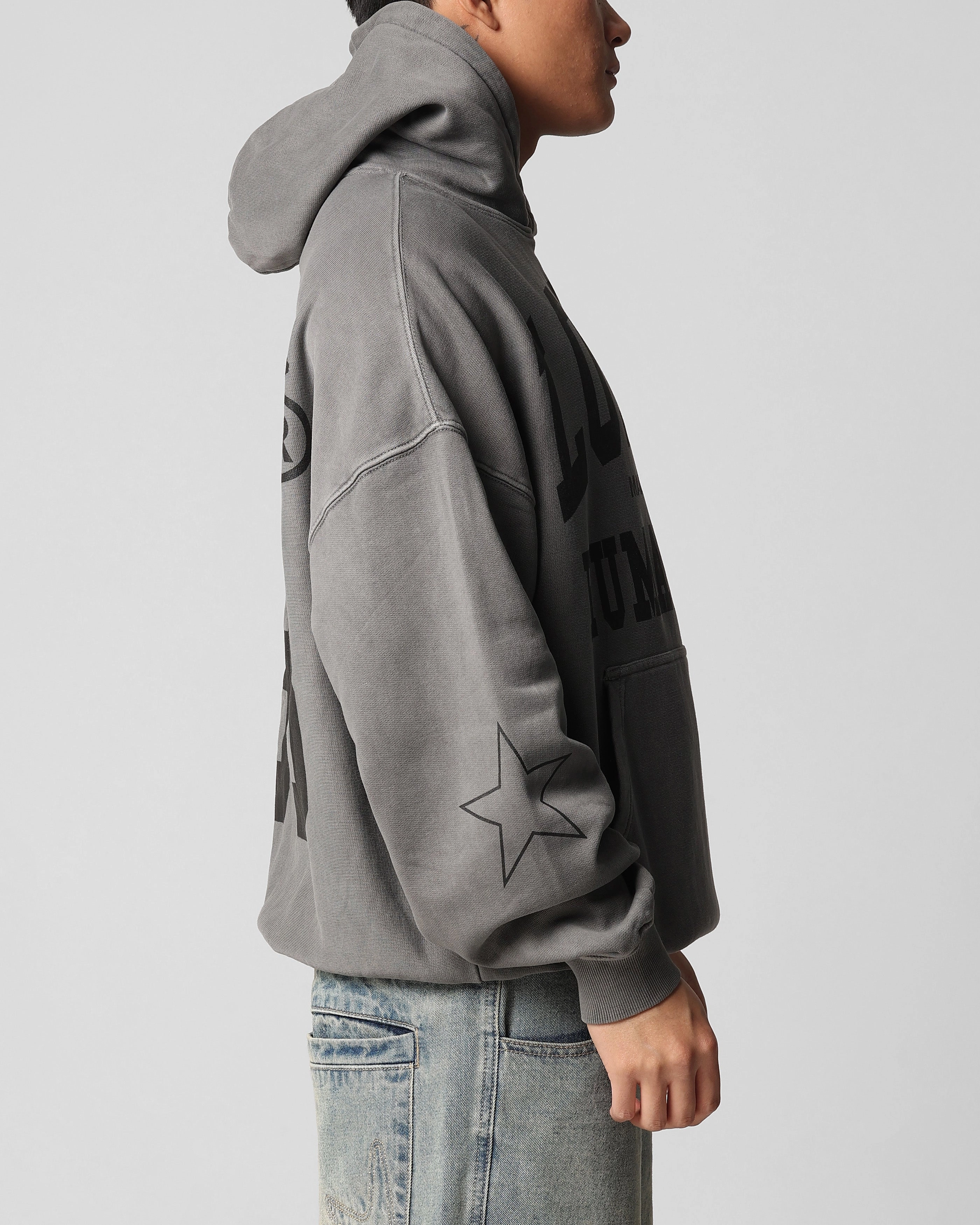 High Collar Fit pilots Loiter Training Day Hoodie Washed Charcoal