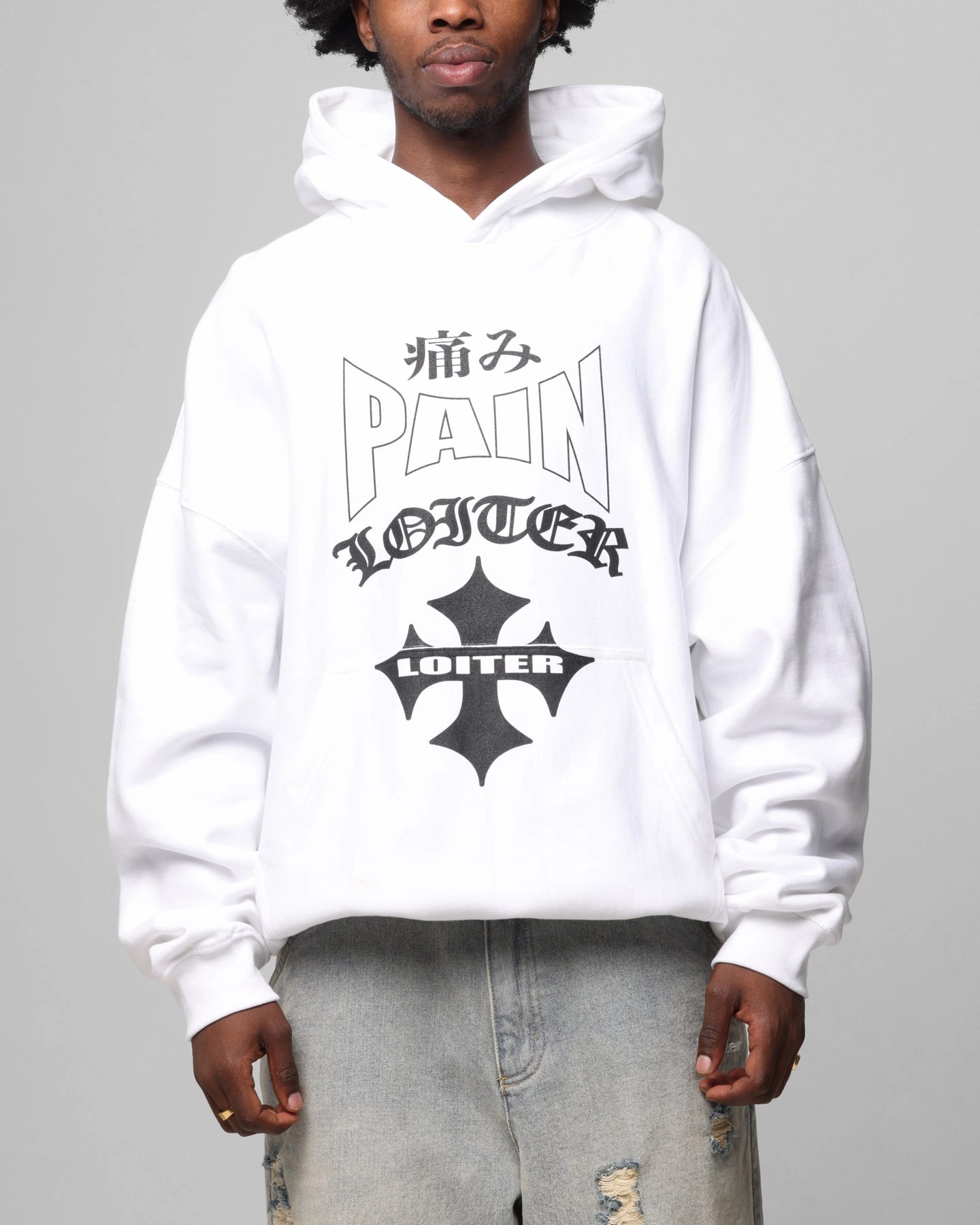 Wind Resistant Front Layer Smooth Loiter Ultimate Pain Hoodie White