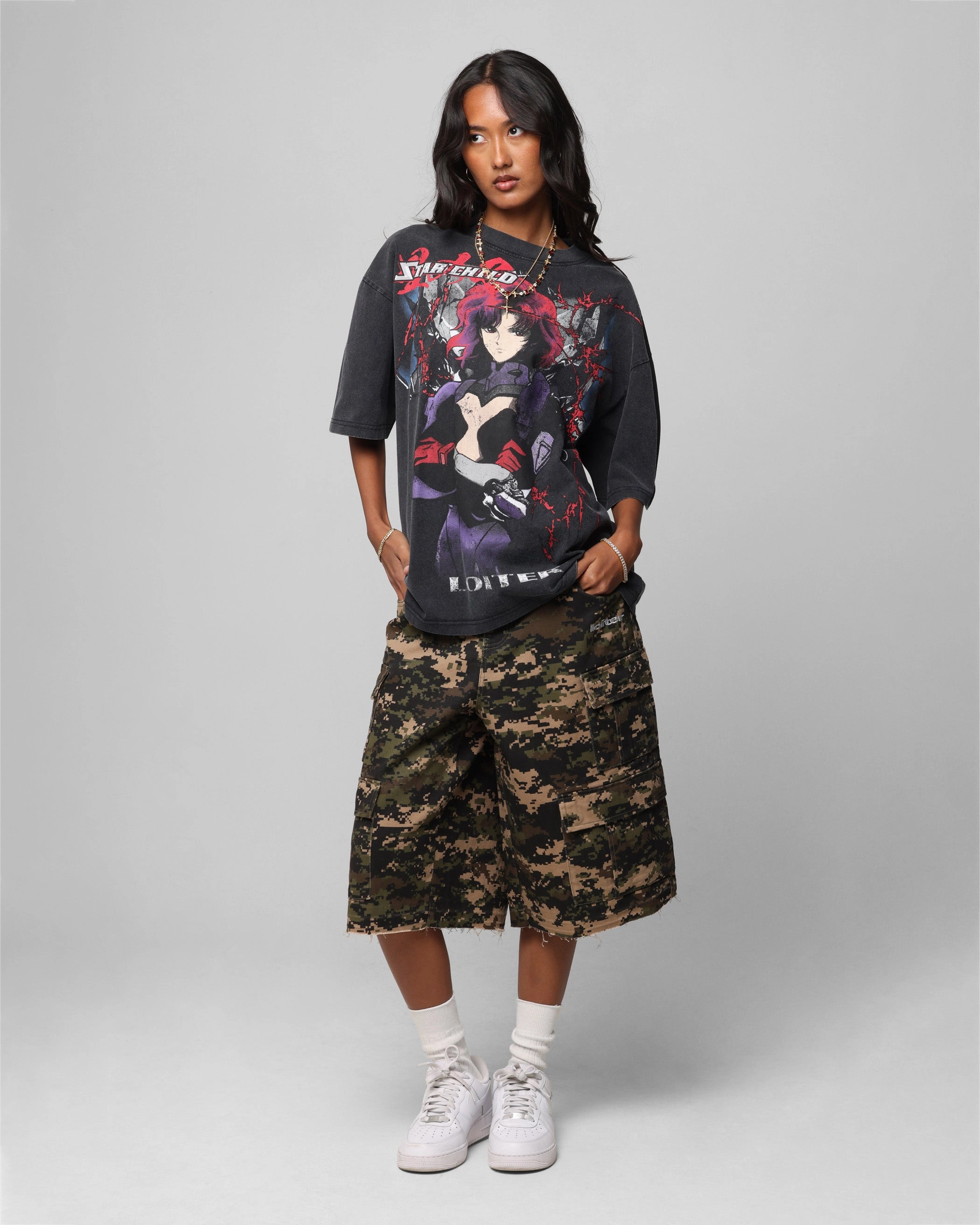 Cozy And Stylish Loiter Valkyrie Vintage T-Shirt Black Wash