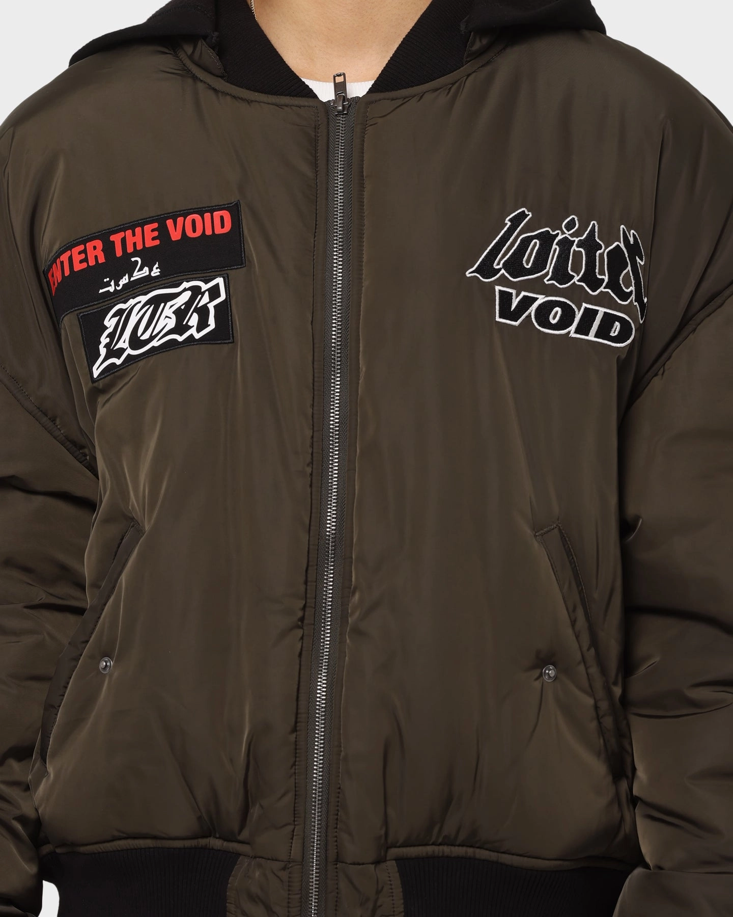 Loiter Void Bomber Jacket Green Compact Packable Design Cozy Jacket