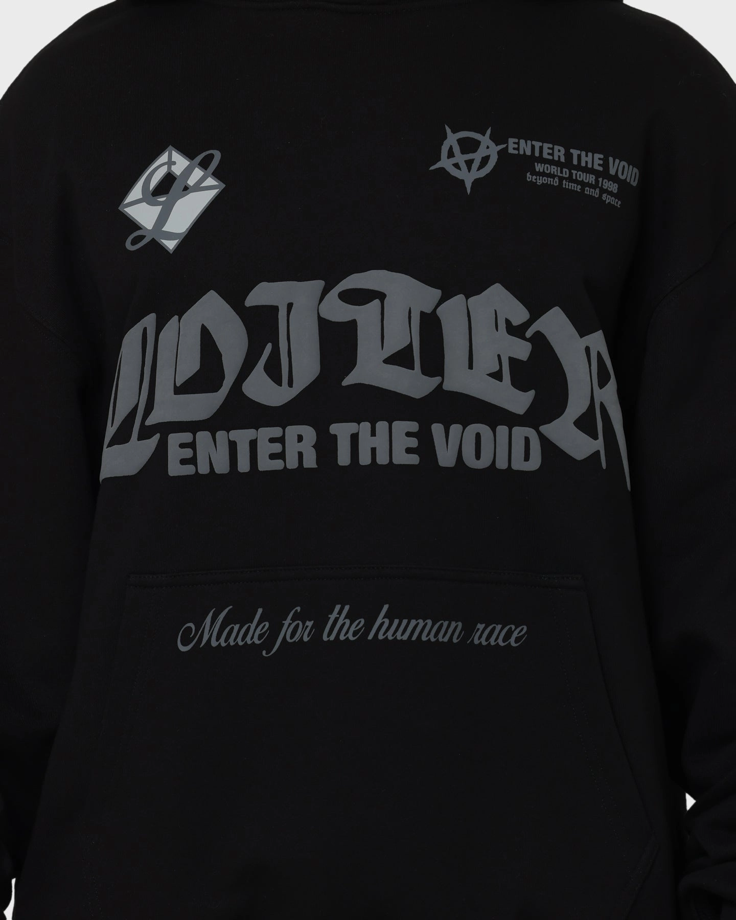 Loiter Void Multi Logo Hoodie Black/Charcoal Softshell Material