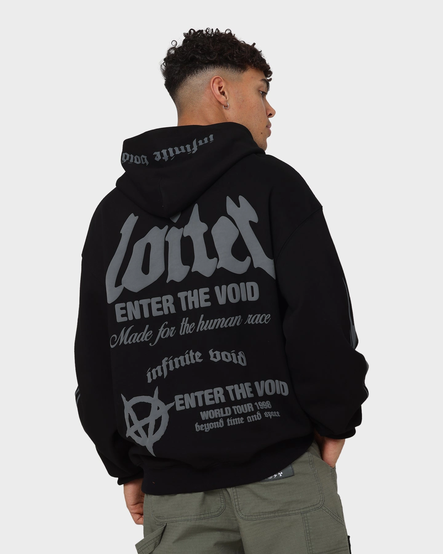 Loiter Void Multi Logo Hoodie Black/Charcoal discounted Streetwear Style