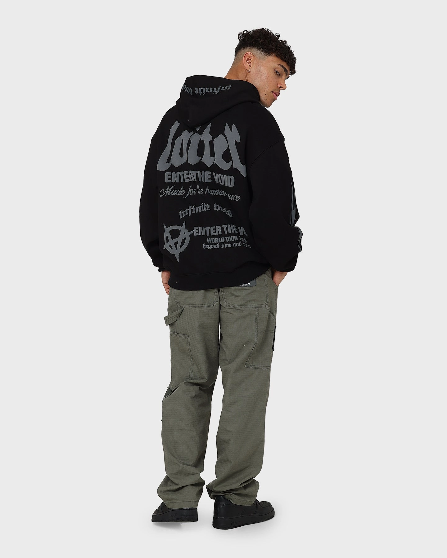 Magnetic Closures Temperature Regulating Fabric Loiter Void Multi Logo Hoodie Black/Charcoal