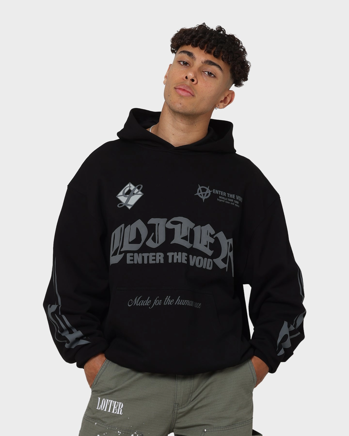 Loiter Void Multi Logo Hoodie Black/Charcoal Grow