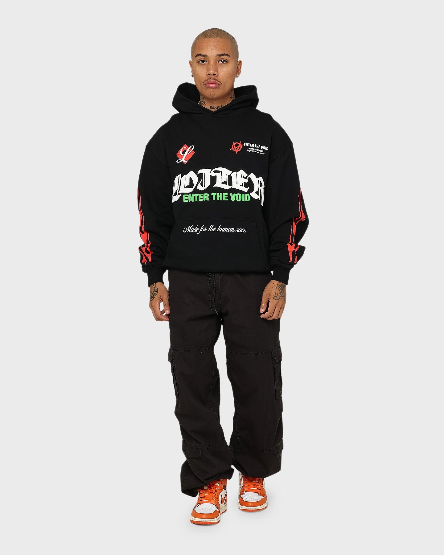 Loiter Void Multi Logo Hoodie Black/Multi Non Chafing Edges Warm and Cozy