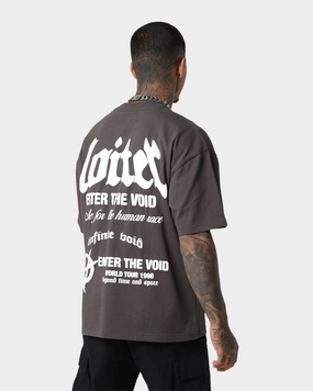 Stylish Outfit Minimalist Look Loiter Void Multi Logo Vintage T-Shirt Charcoal