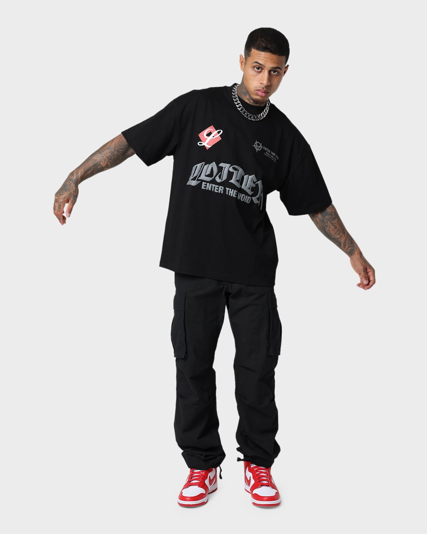 Loiter Void Multi Logo Vintage T-Shirt Vintage Black Comfortable Weave