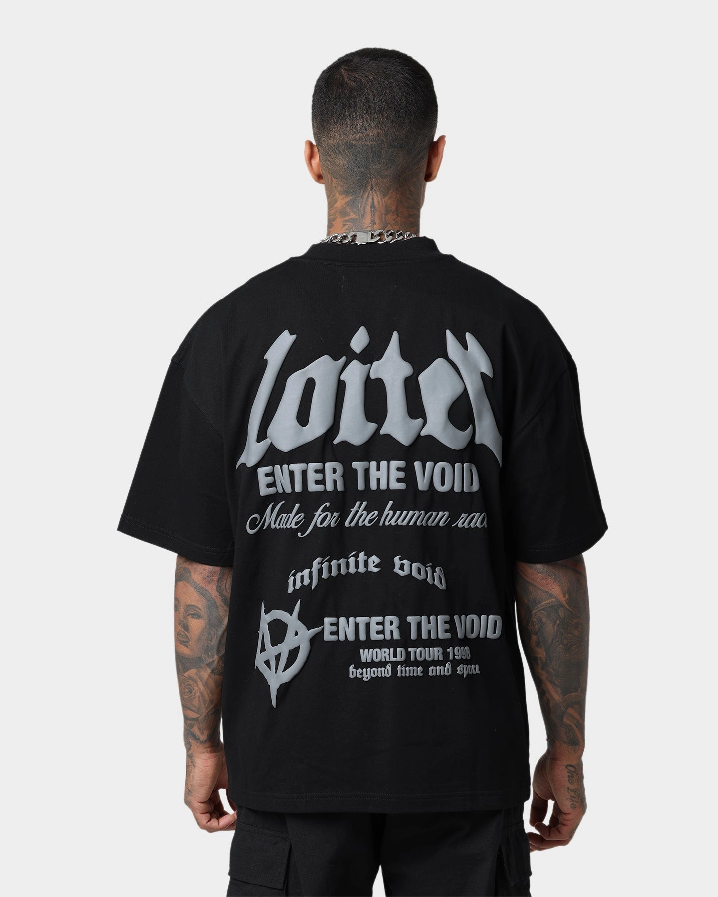 Loiter Void Multi Logo Vintage T-Shirt Vintage Black Natural Fiber Blend