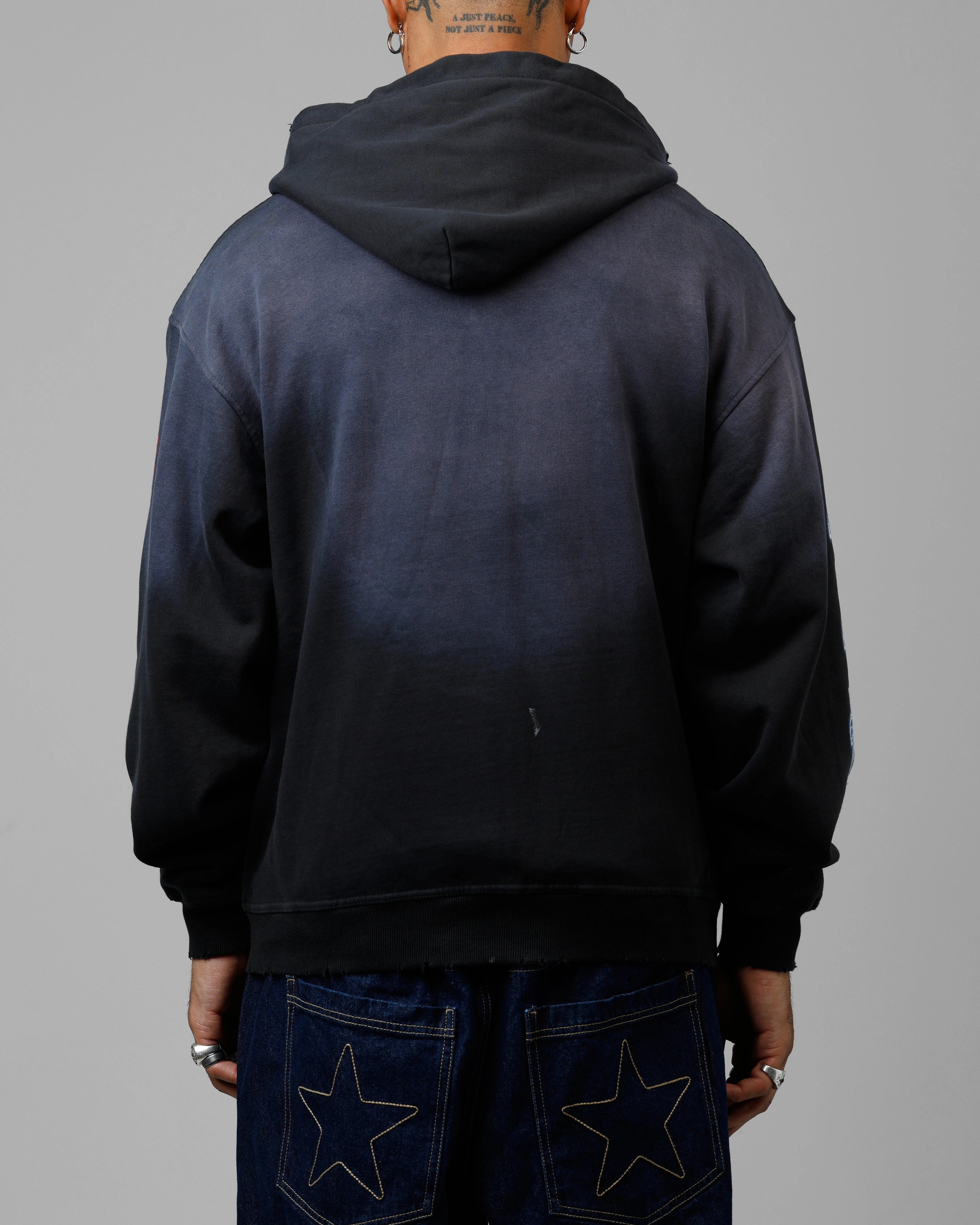 Ventilated Back suitable for birthdays Loiter Void Zip Up Hoodie Washed Black