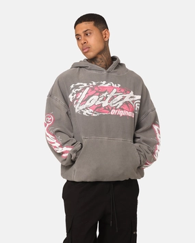 detachable sleeves mid-length Loiter Wave Break Vintage Hoodie Charcoal