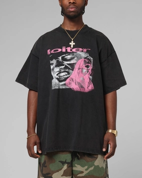 Odor Resistant Material Loiter Weezy Premium Vintage T-Shirt Washed Black