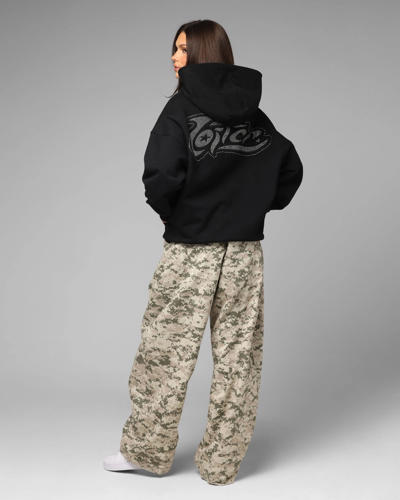 Loiter Weezy Rhinestone Zip Hoodie Black Discover