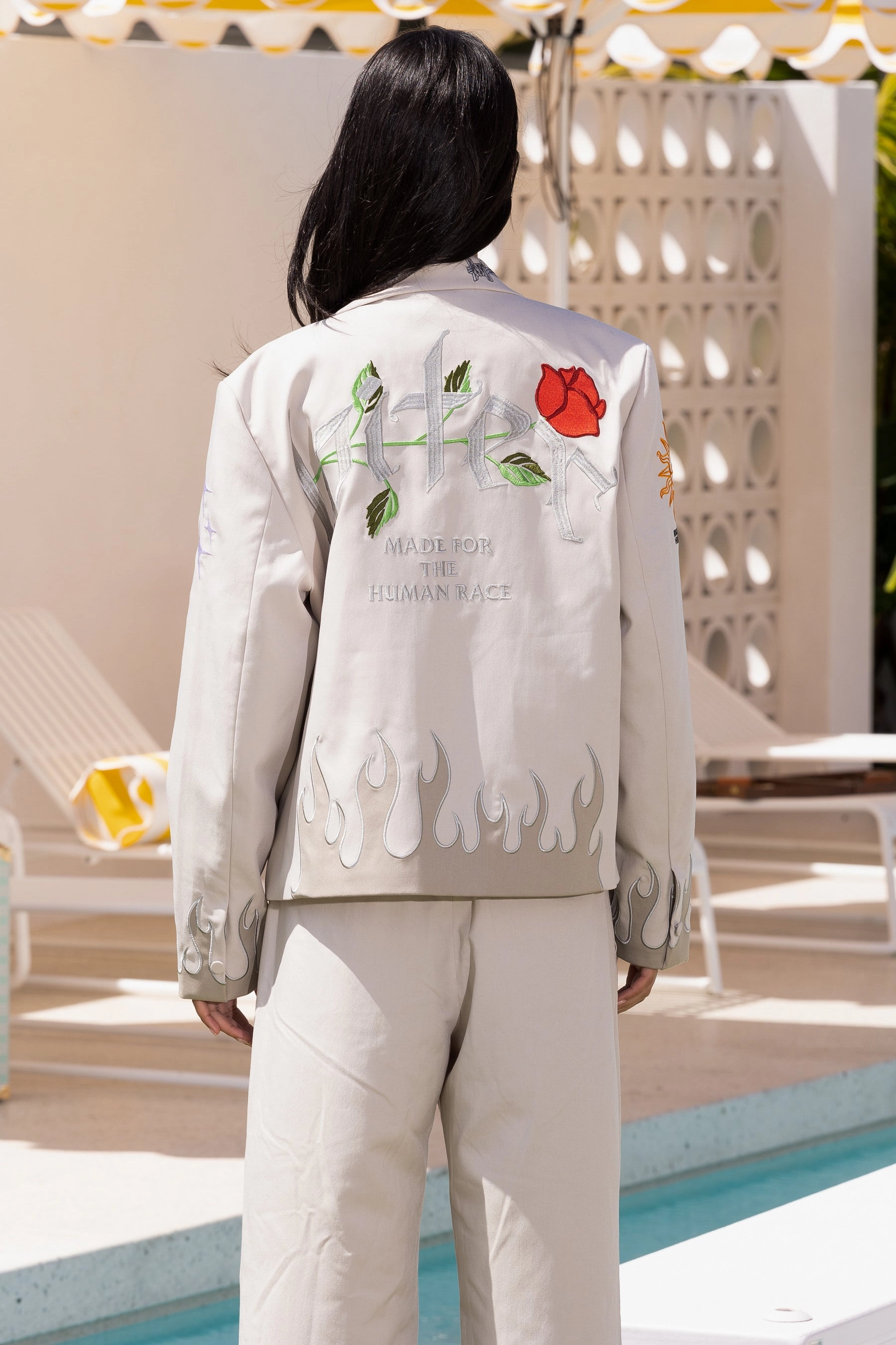 Reward Ergonomic Shoulder Design Loiter Western Blazer Jacket Off White