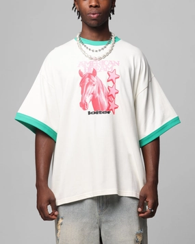 Loiter Western Front Ringer T-Shirt White/Green Cool and casual
