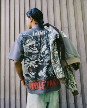 Loiter Wolf Pack Vintage T-Shirt Charcoal MoistureWicking Technology