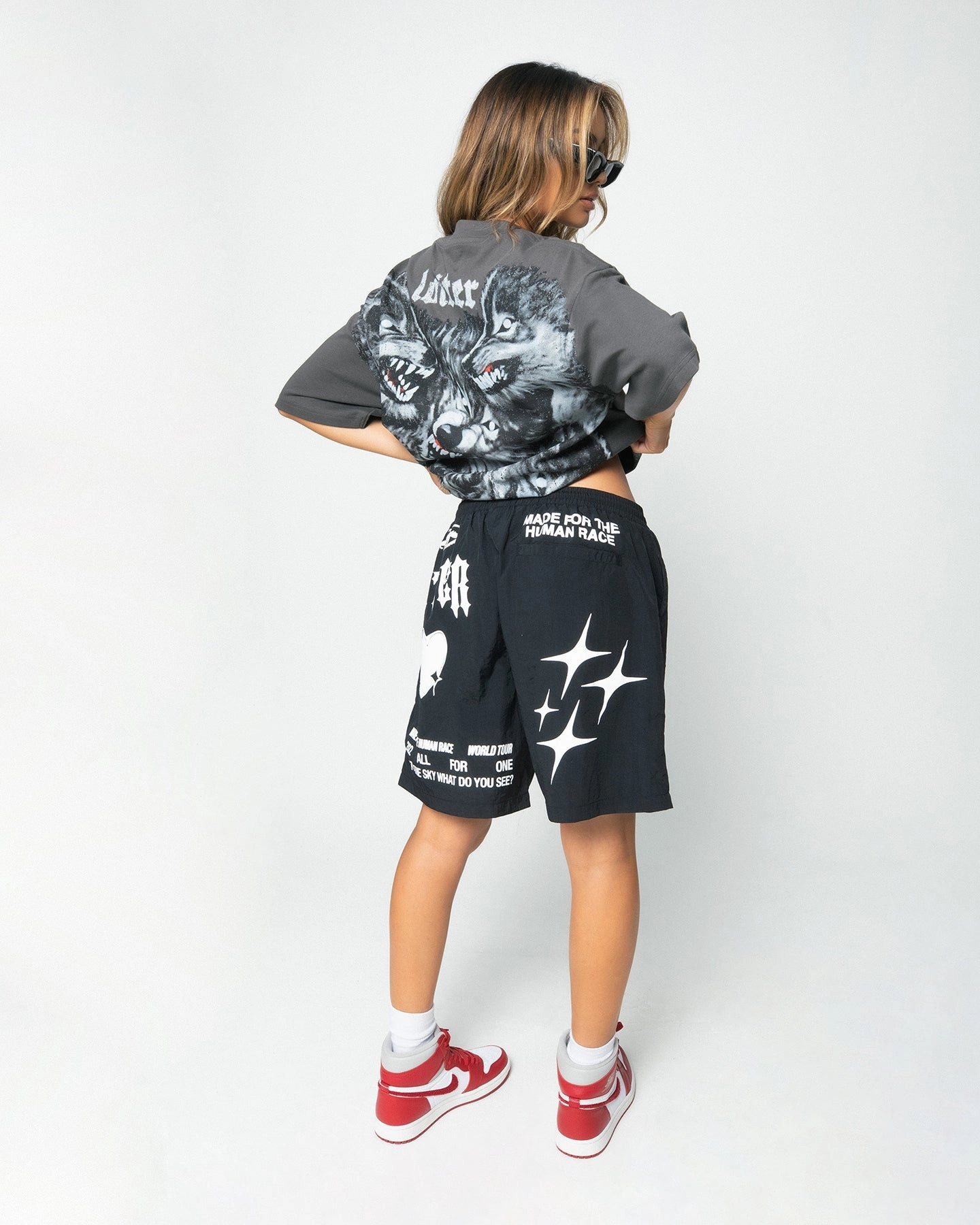 Loiter Wolf Pack Vintage T-Shirt Charcoal Cool Style Relaxed fit wear