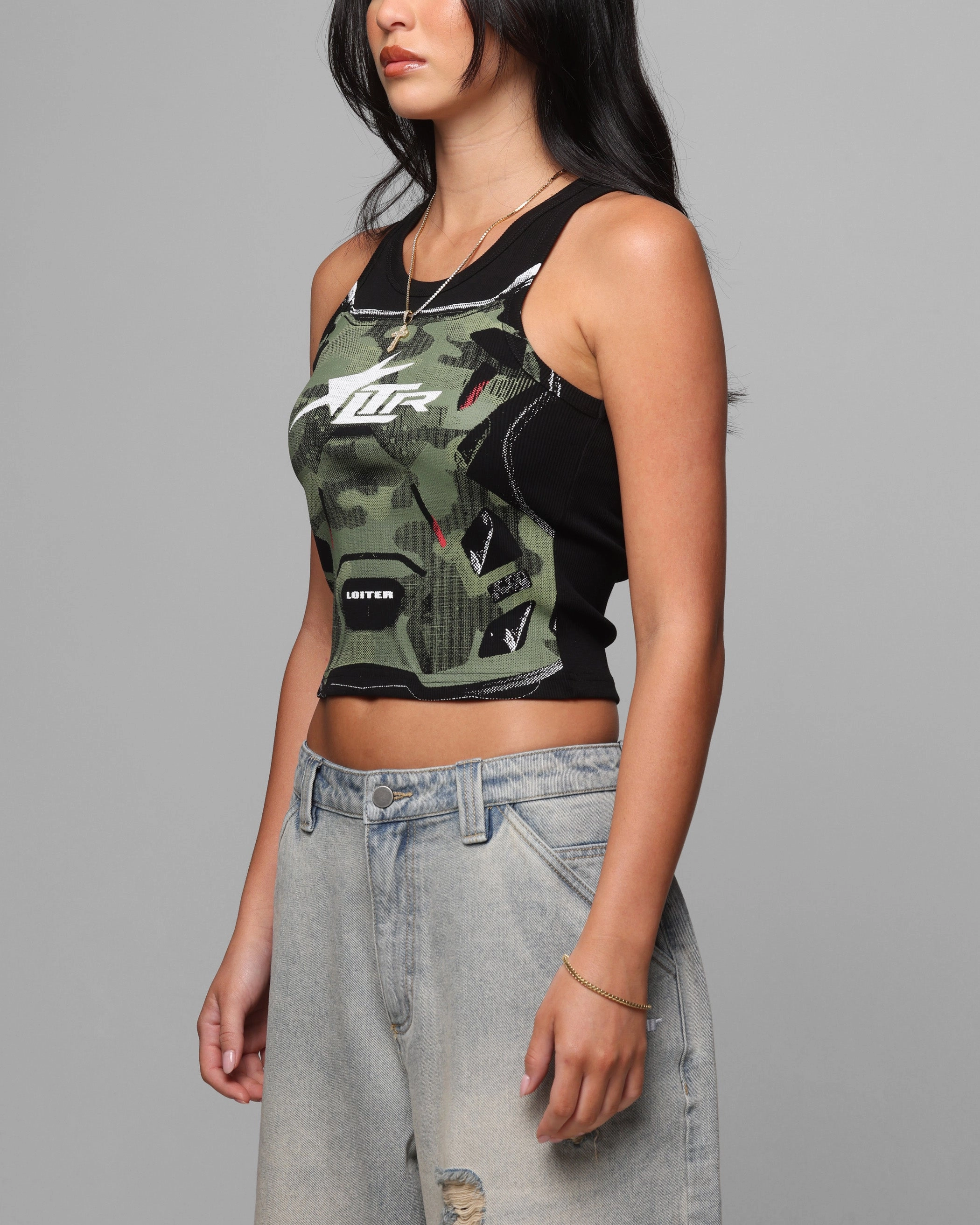 Reflective Detailing Loiter Women's Motorsport Tank Black
