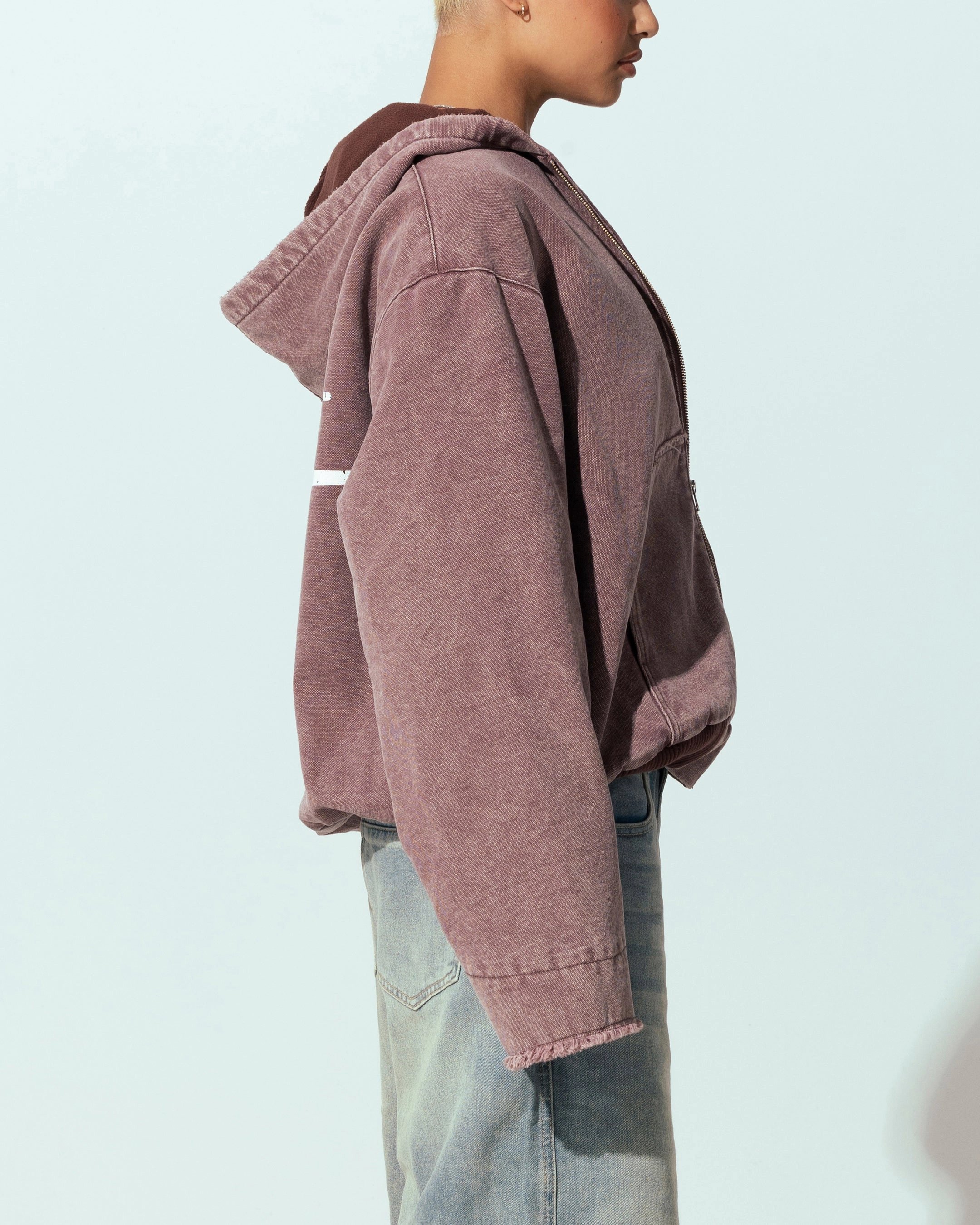 Recycled Polyester Blend Wardrobe Loiter Workwear Zip Jacket Vintage Burgundy