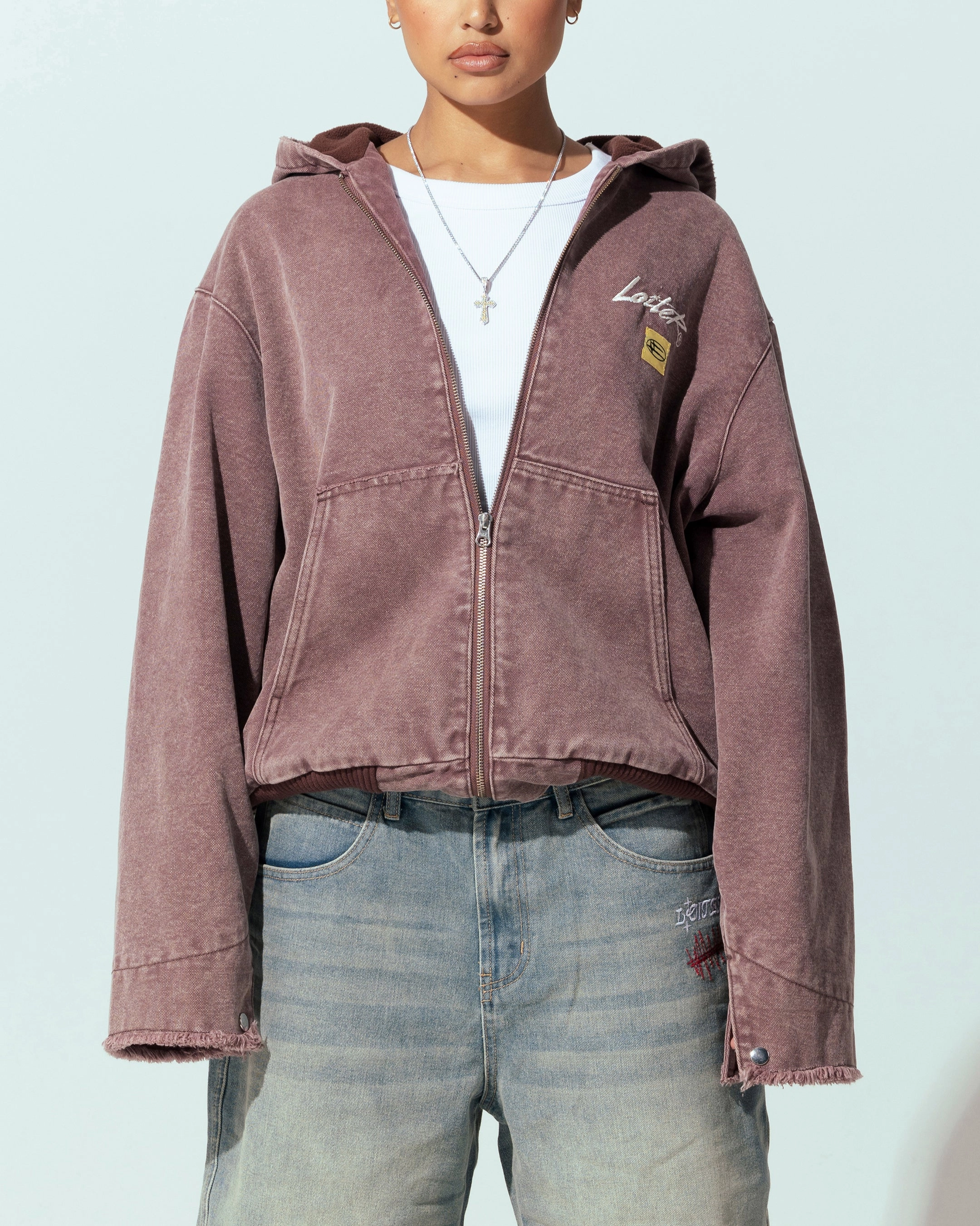Loiter Workwear Zip Jacket Vintage Burgundy Antiperspirant Anti Slip Shoulder Pads