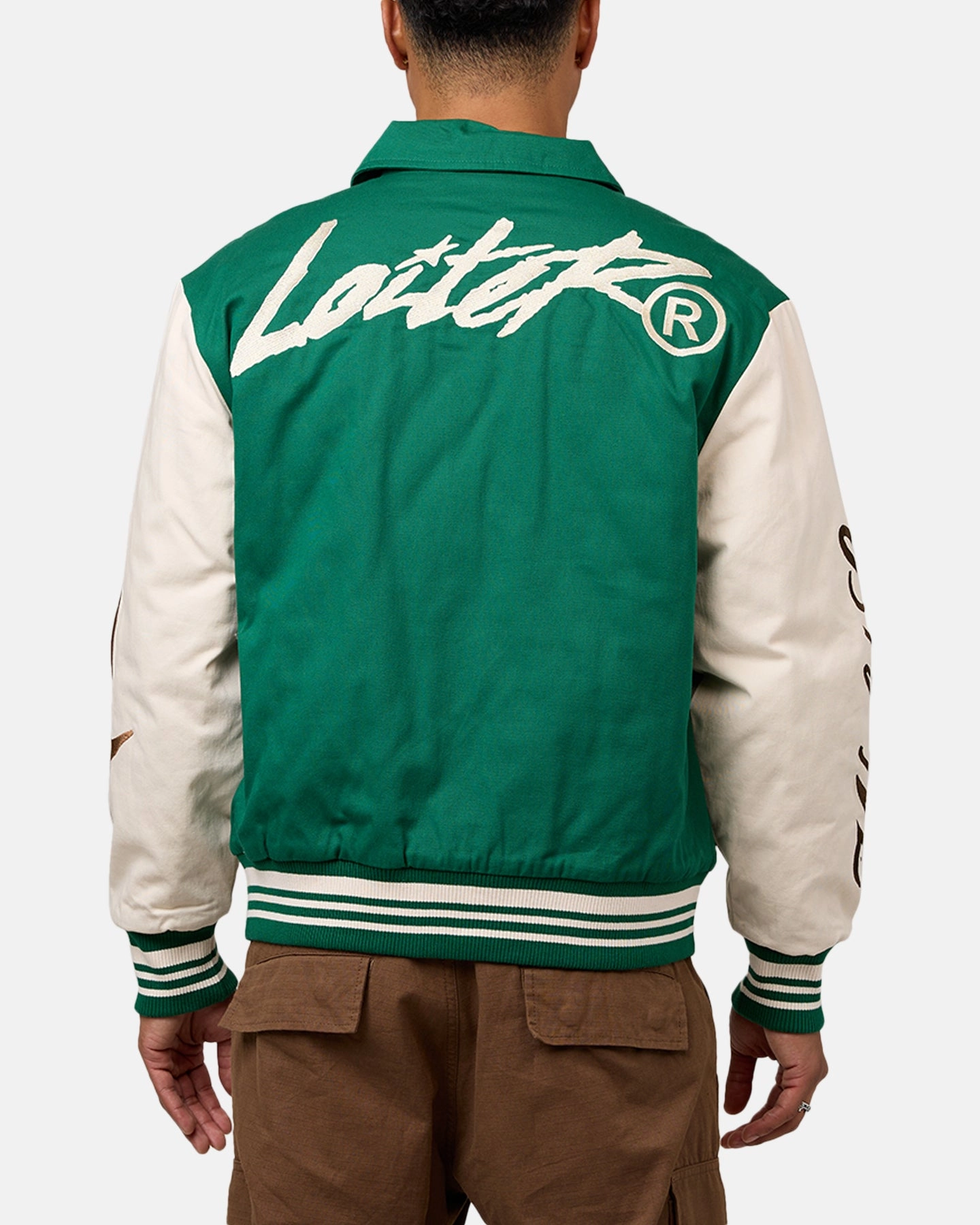 Loiter World Series Varsity Jacket Green Compete Reinforced Elbows