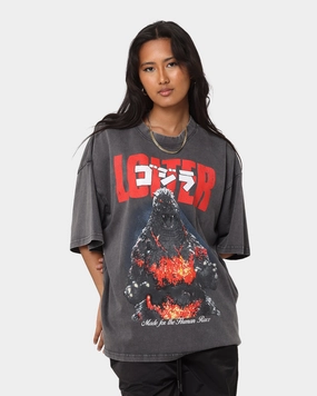 Loiter X Godzilla Godzilla Vintage T-Shirt Charcoal MoistureWickingFabric