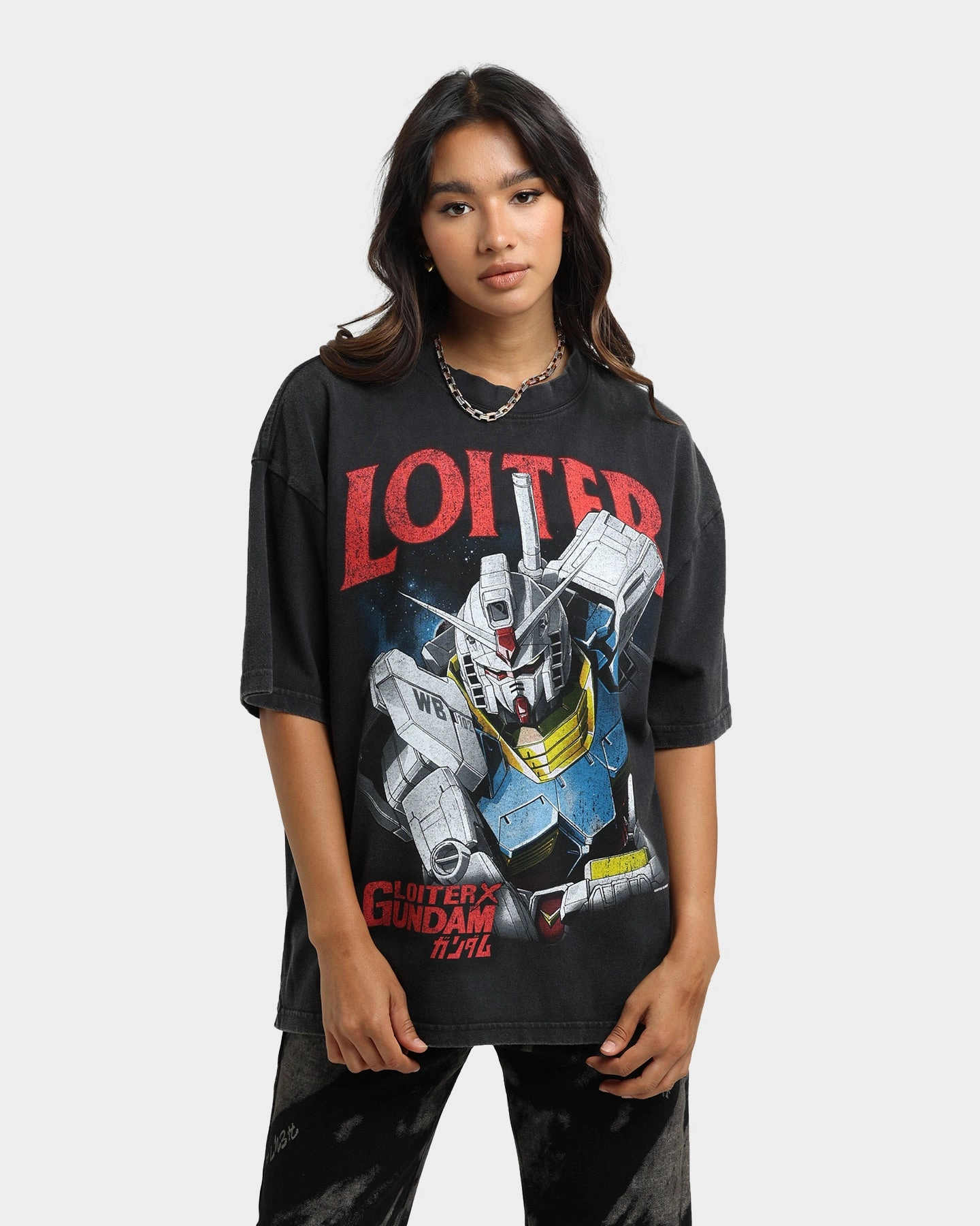 Biodegradable Options Loiter X Gundam Gundam Vintage T-Shirt Vintage Black