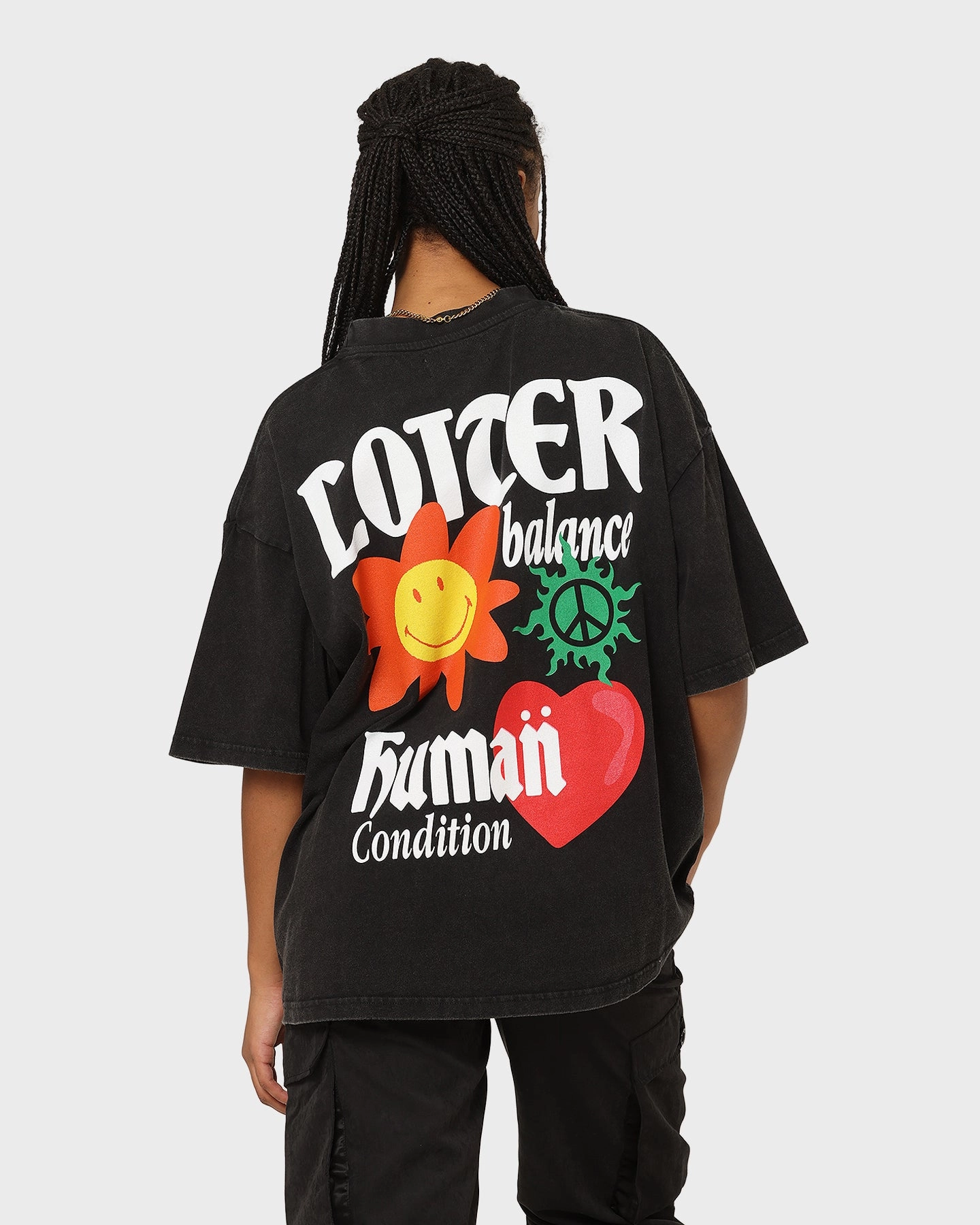 Loiter X Smiley Human Condition Vintage T-Shirt Vintage Black School Uniform
