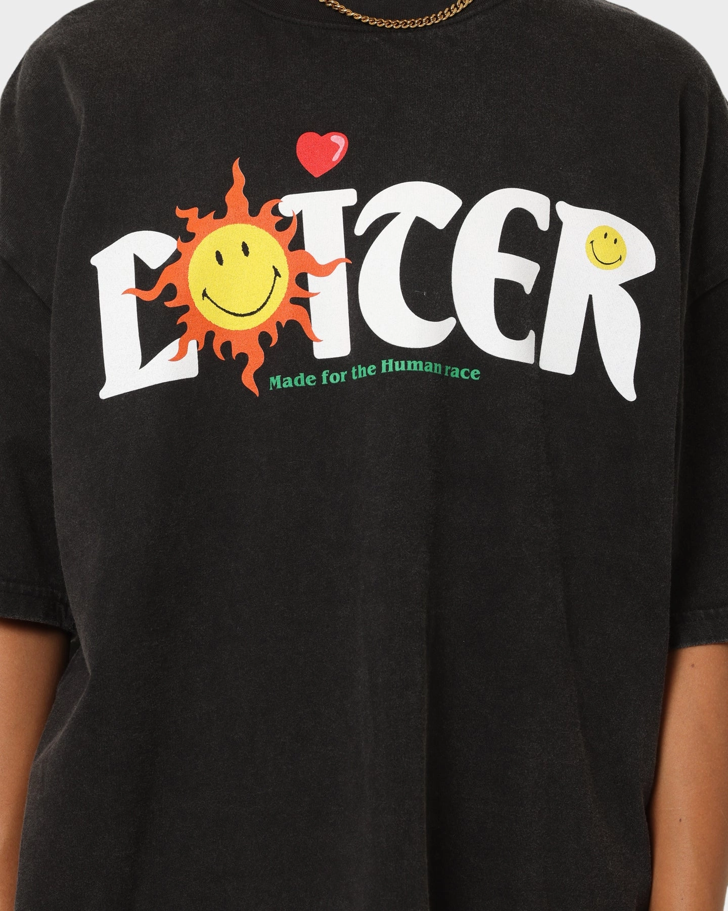 Loiter X Smiley Human Condition Vintage T-Shirt Vintage Black Fun and Relaxed