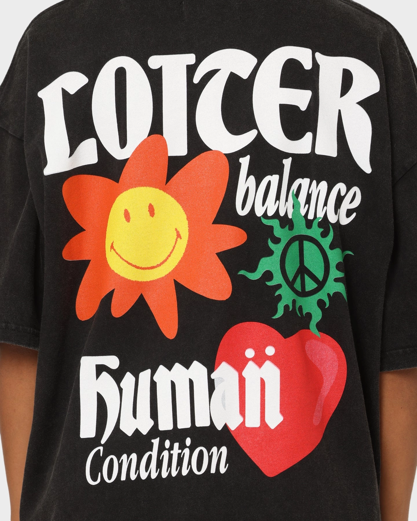 Timeless Appeal Loiter X Smiley Human Condition Vintage T-Shirt Vintage Black