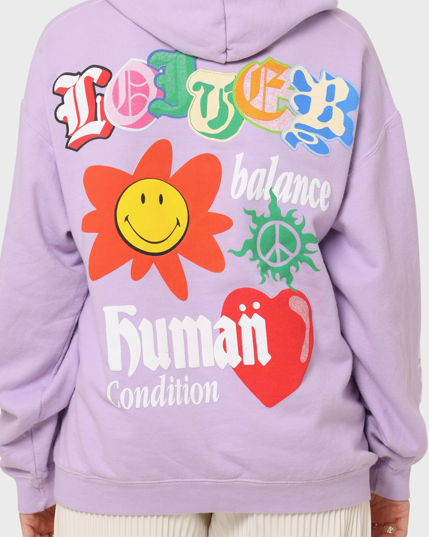 autumn clothing Loiter X Smiley Logo Puff Print Hoodie Lilac