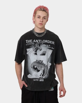 Loiter X The Anti Order Dragon Vintage T-Shirt Vintage Black Non Irritating Tags Light and Breathable
