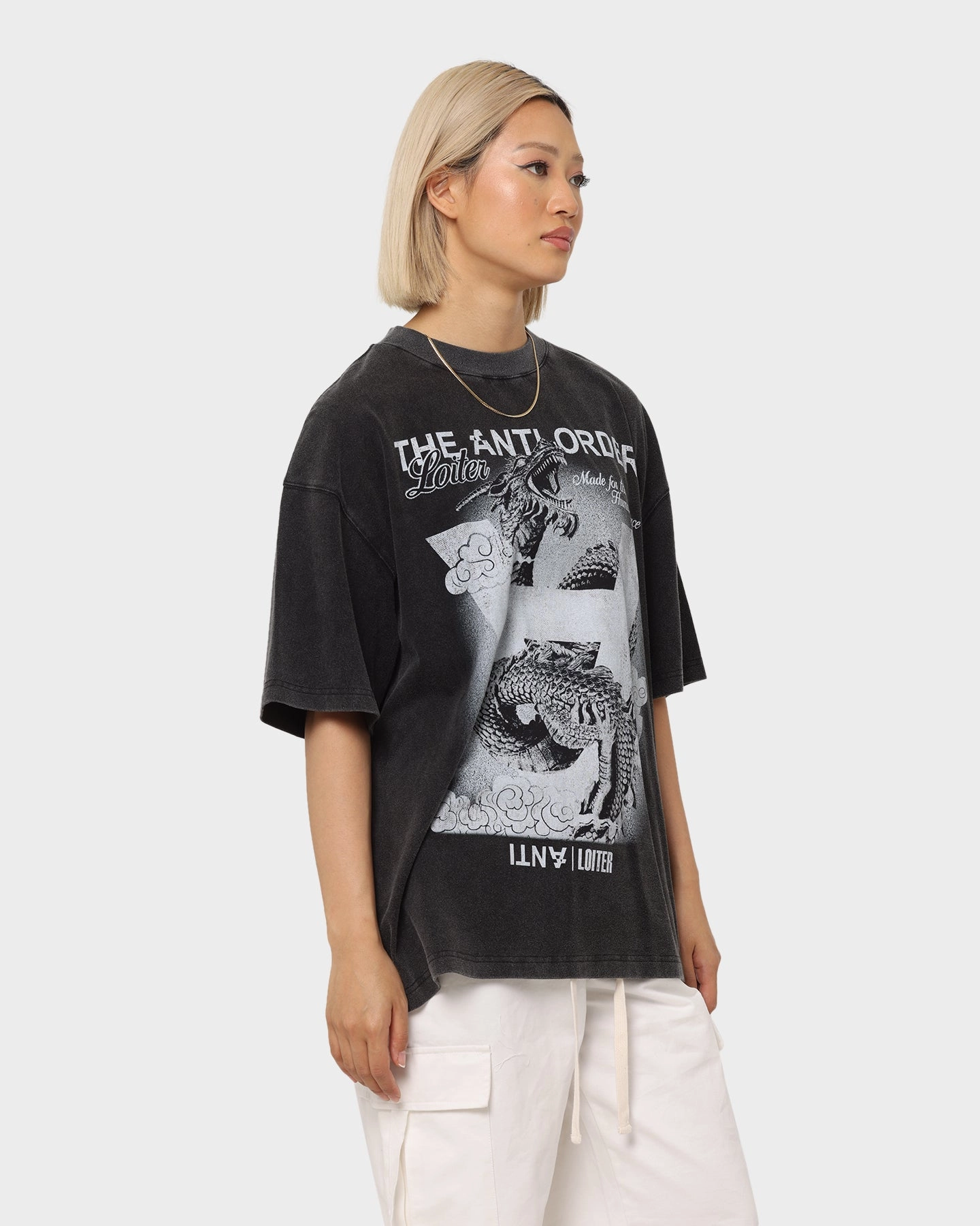 Loiter X The Anti Order Dragon Vintage T-Shirt Vintage Black Active Essentials