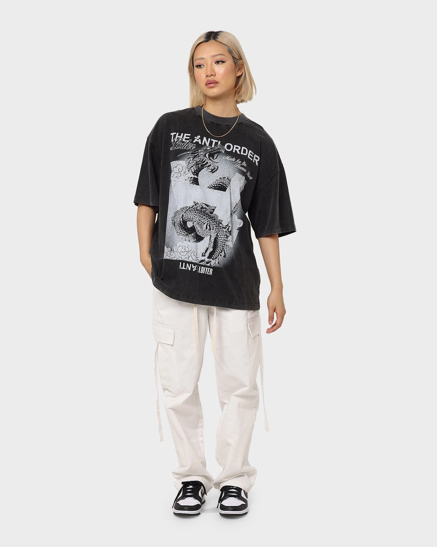 LightweightBlend Loiter X The Anti Order Dragon Vintage T-Shirt Vintage Black