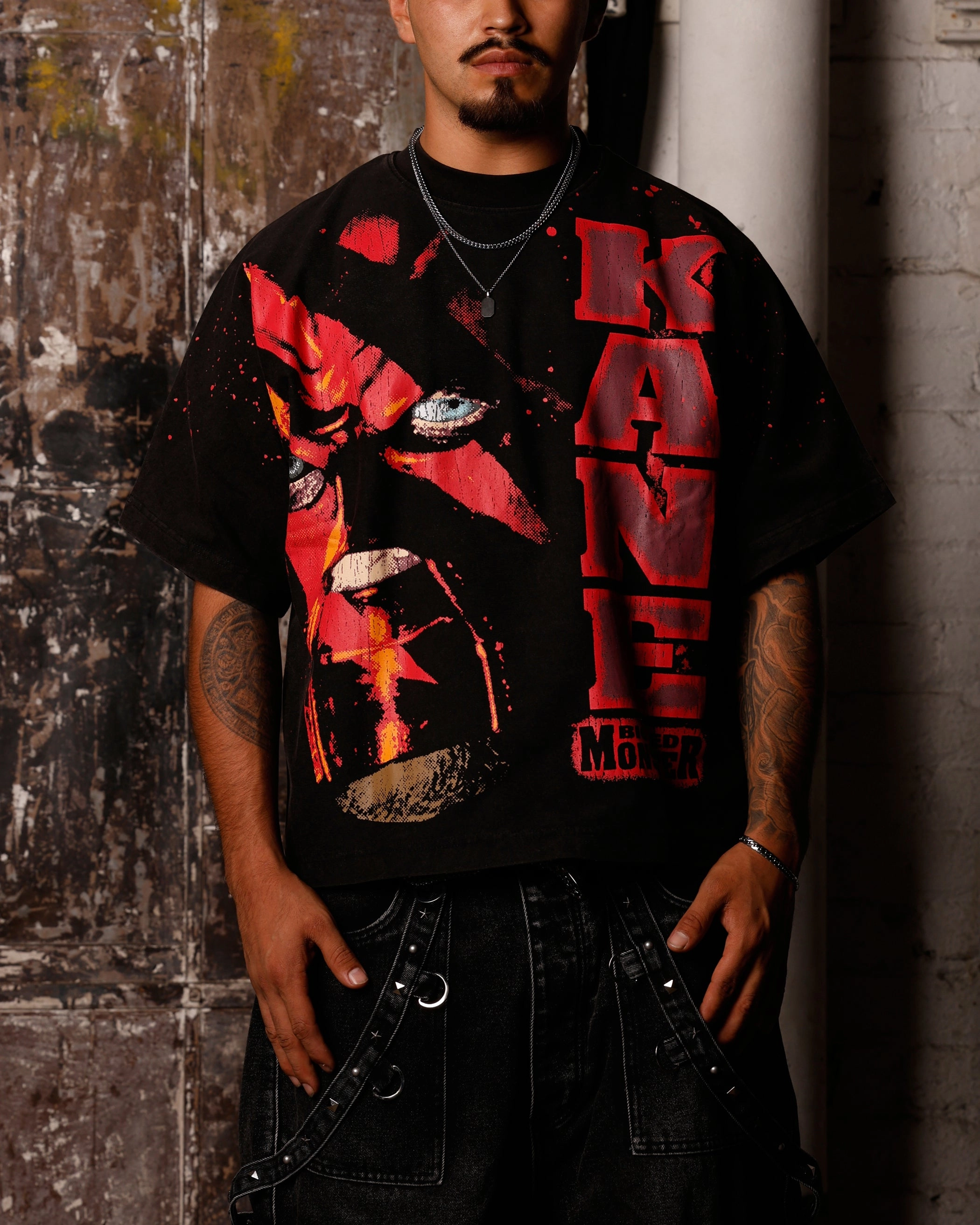 Loiter X WWE Kane Vintage T-Shirt Vintage Black Versatile Top