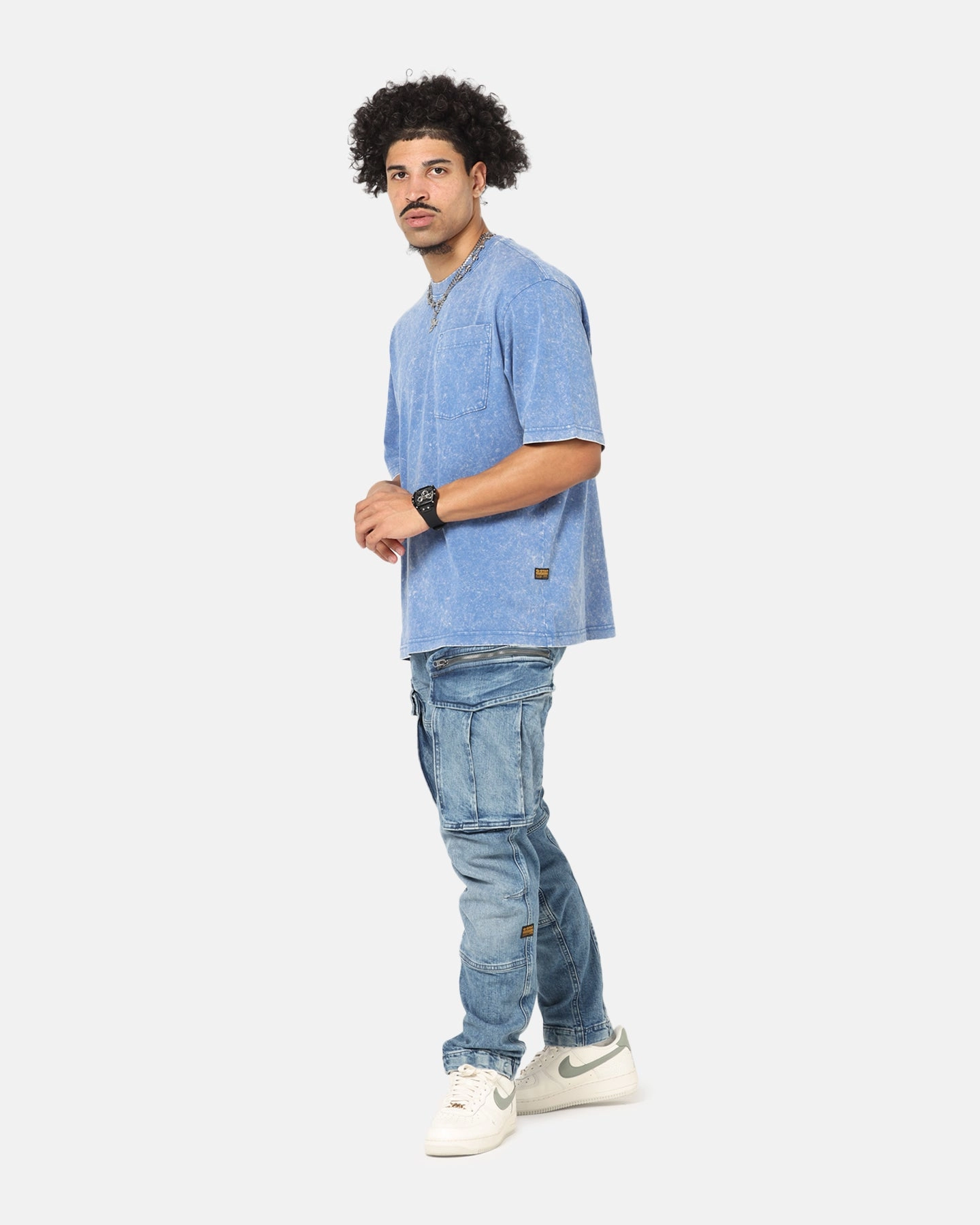 G-Star Acid Wash Boxy T-Shirt Blue Anti Static Fabric Everyday Wear