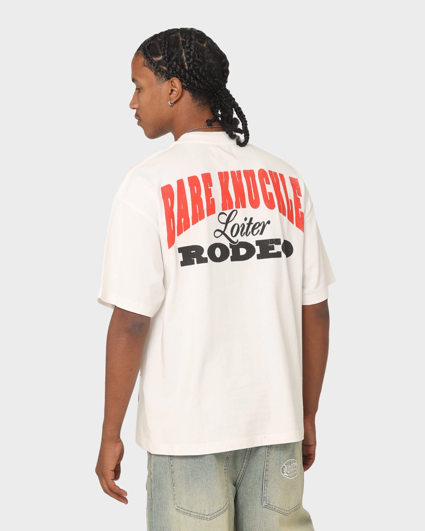 Durable Ribbed Hem Loiter Frontier Vintage T-Shirt Off White