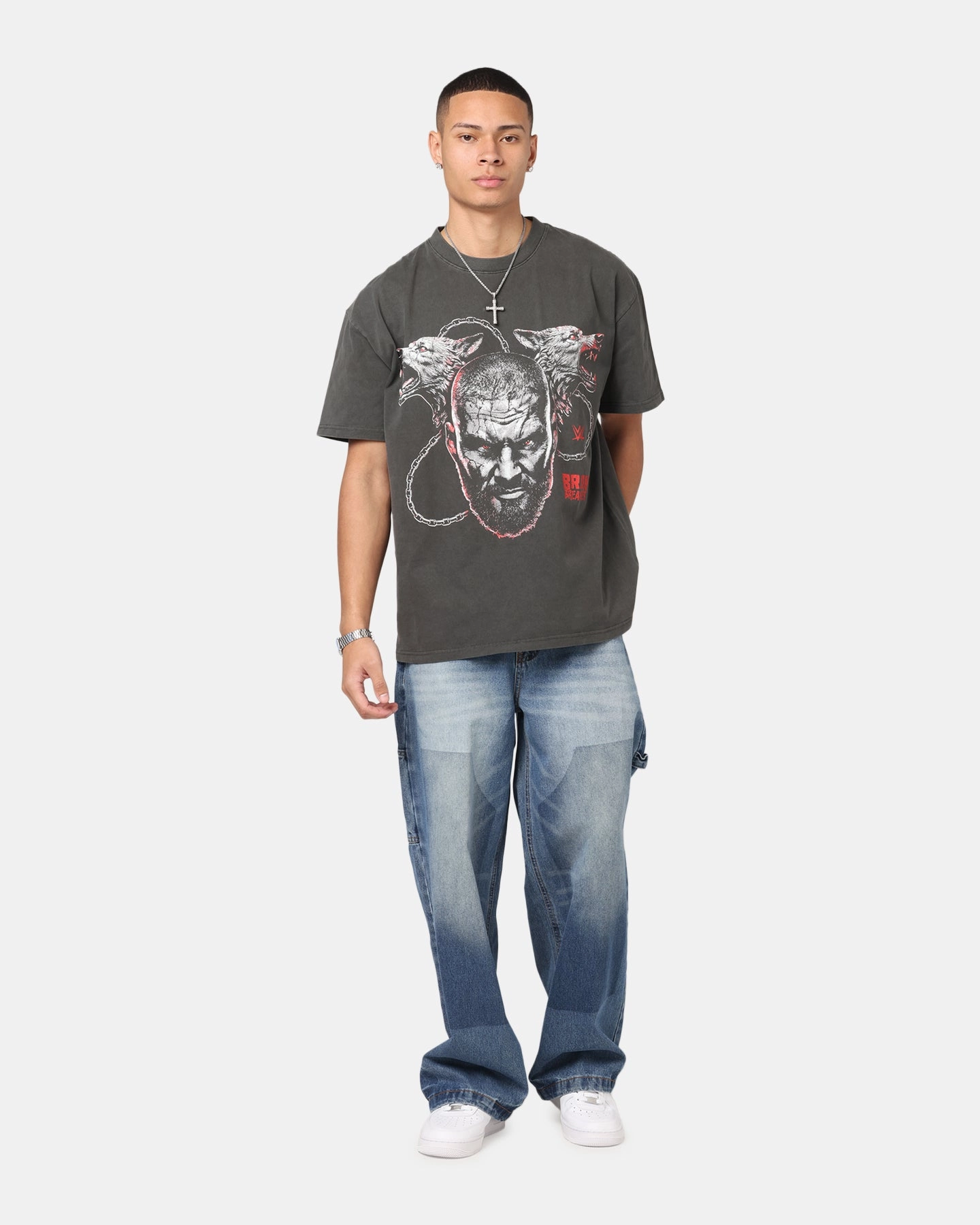 Cool and Relaxed Effortless Daywear Culture Kings X WWE Ron Breaker Heavy T-Shirt Black Wash