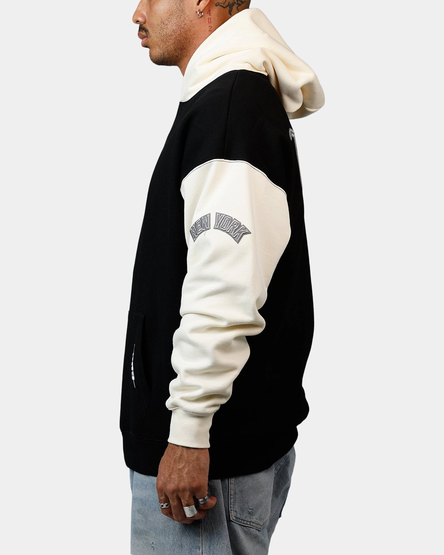 Grid Backlined Interior Seamless Edging Pro Standard New York Yankees Reverse French Terry Hoodie Black/Grey