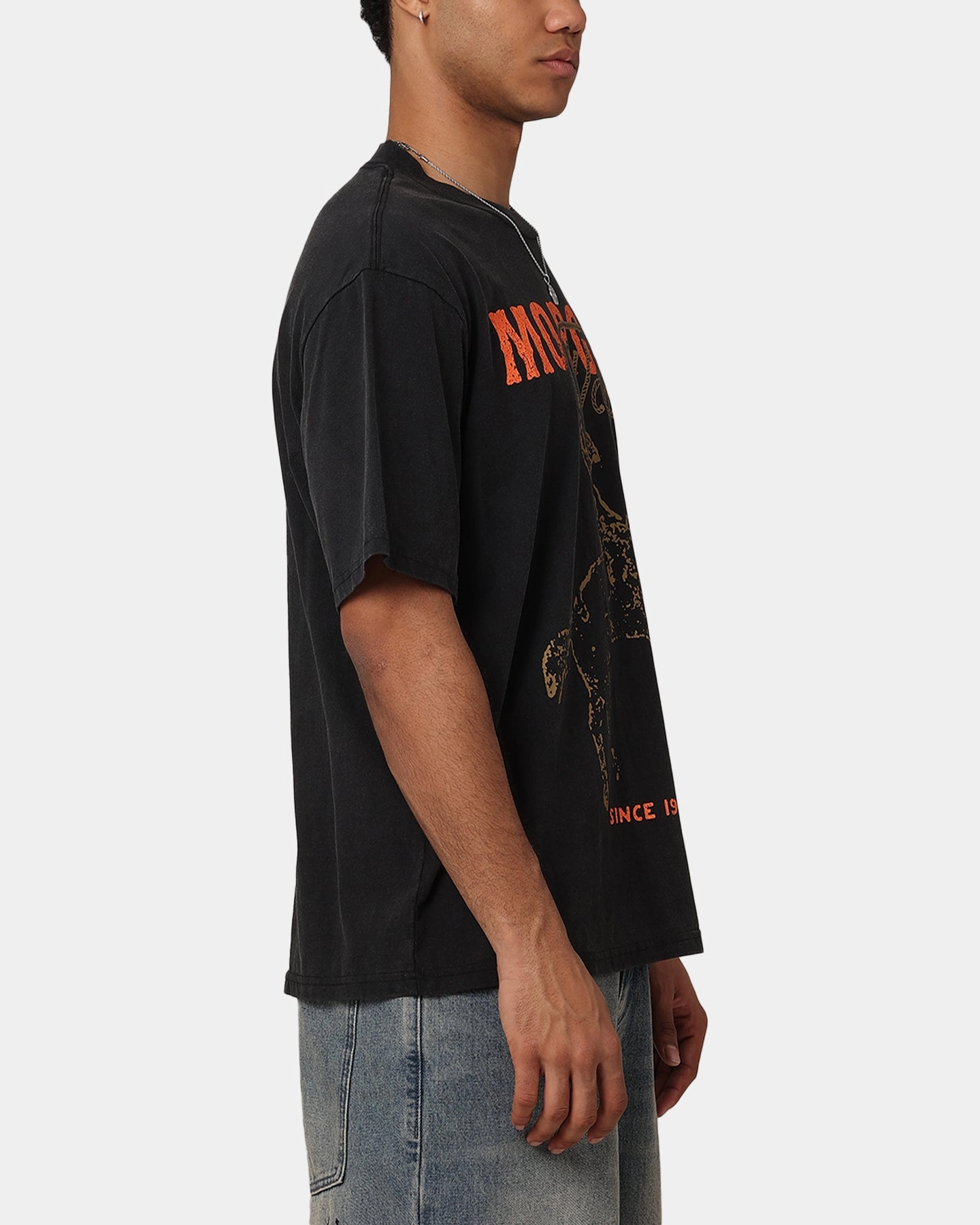 Casual Vibe Wear Circular Knit Construction Morgan Wallen Cowboy T-Shirt Washed Black