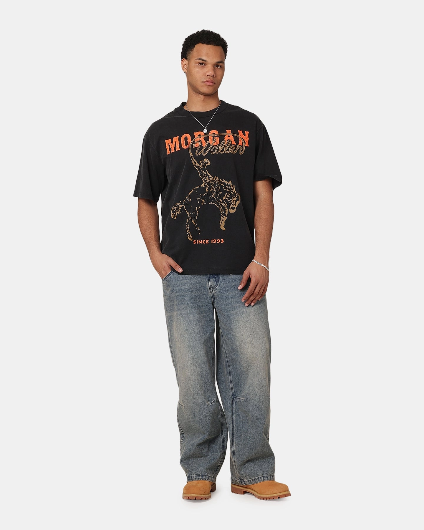 Retro Morgan Wallen Cowboy T-Shirt Washed Black