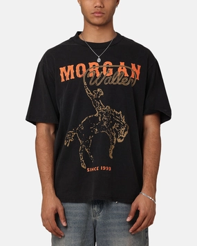 Morgan Wallen Cowboy T-Shirt Washed Black Seam Free Back Minimalist Style