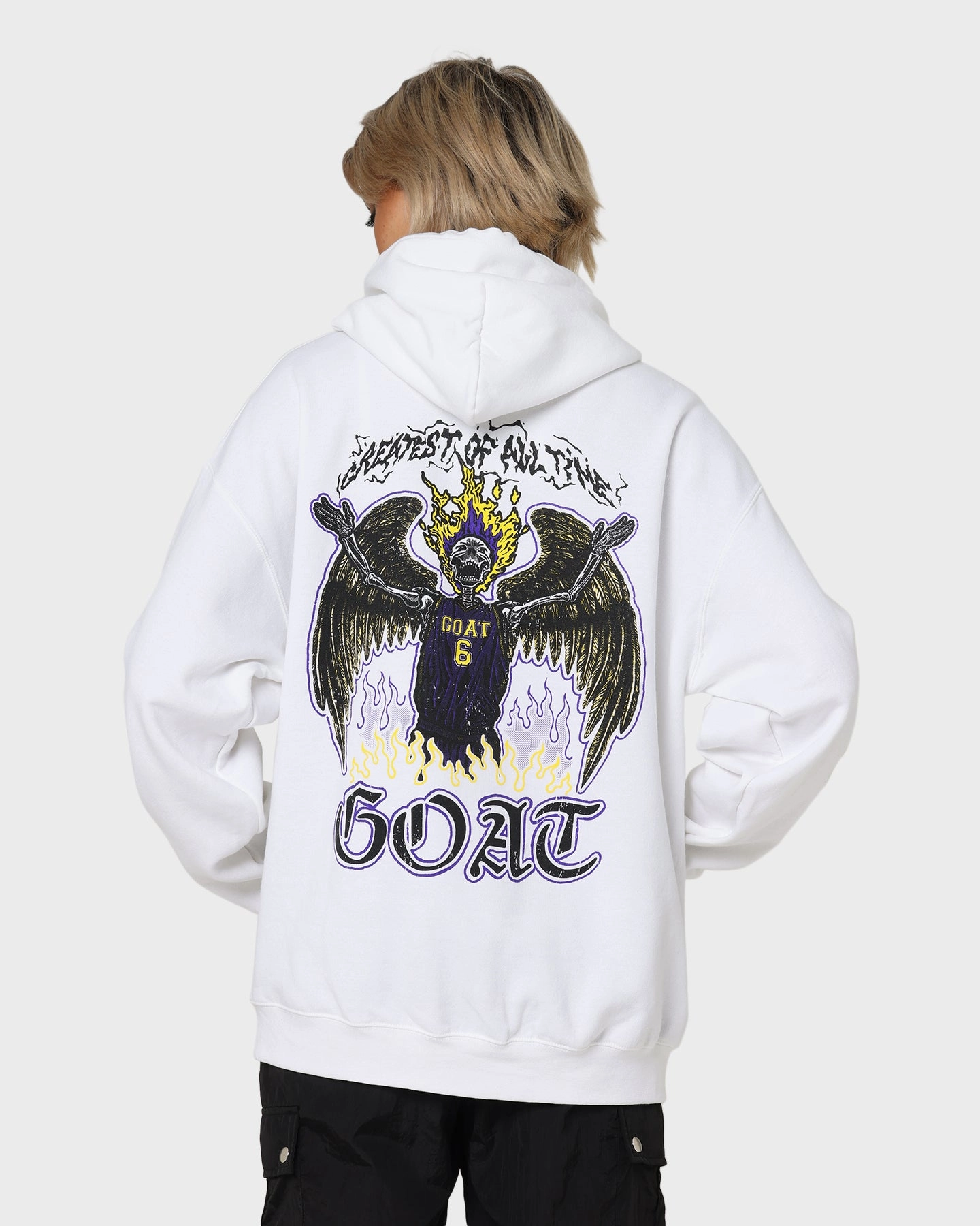 Goat Crew King Skeleton Hoodie White suitable for cosplay